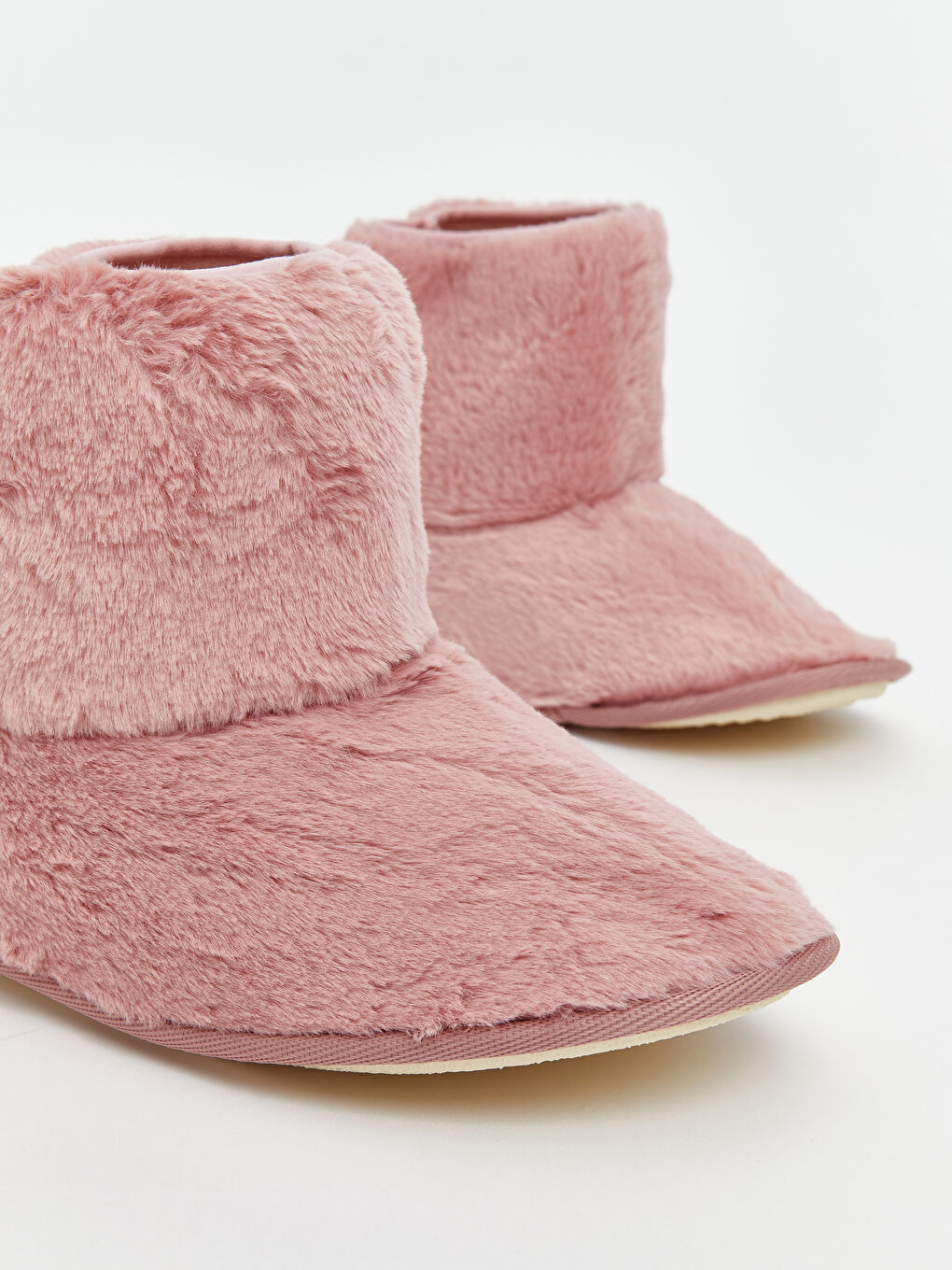 Pembe Düz Pelüş Kadın Panduf-2