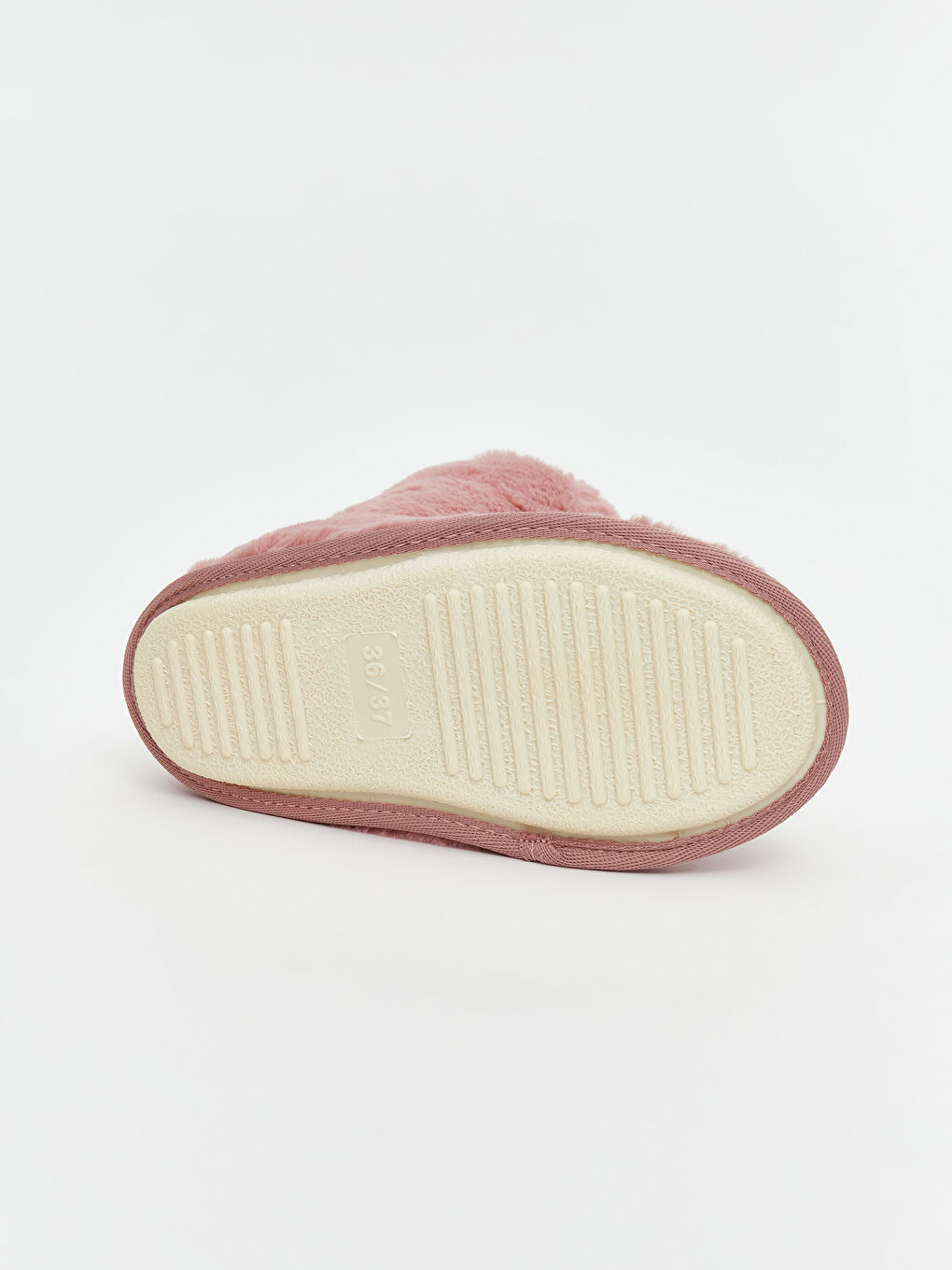 Pembe Düz Pelüş Kadın Panduf-3