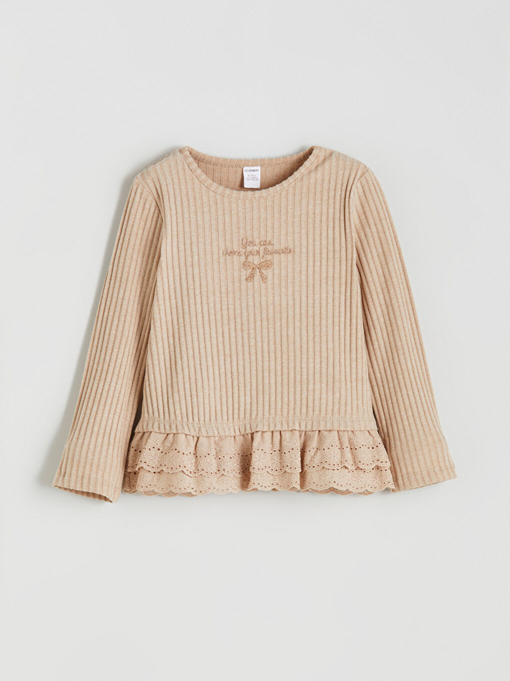 Kahverengi Bisiklet Yaka Kız Çocuk Tişört ve Tayt-1