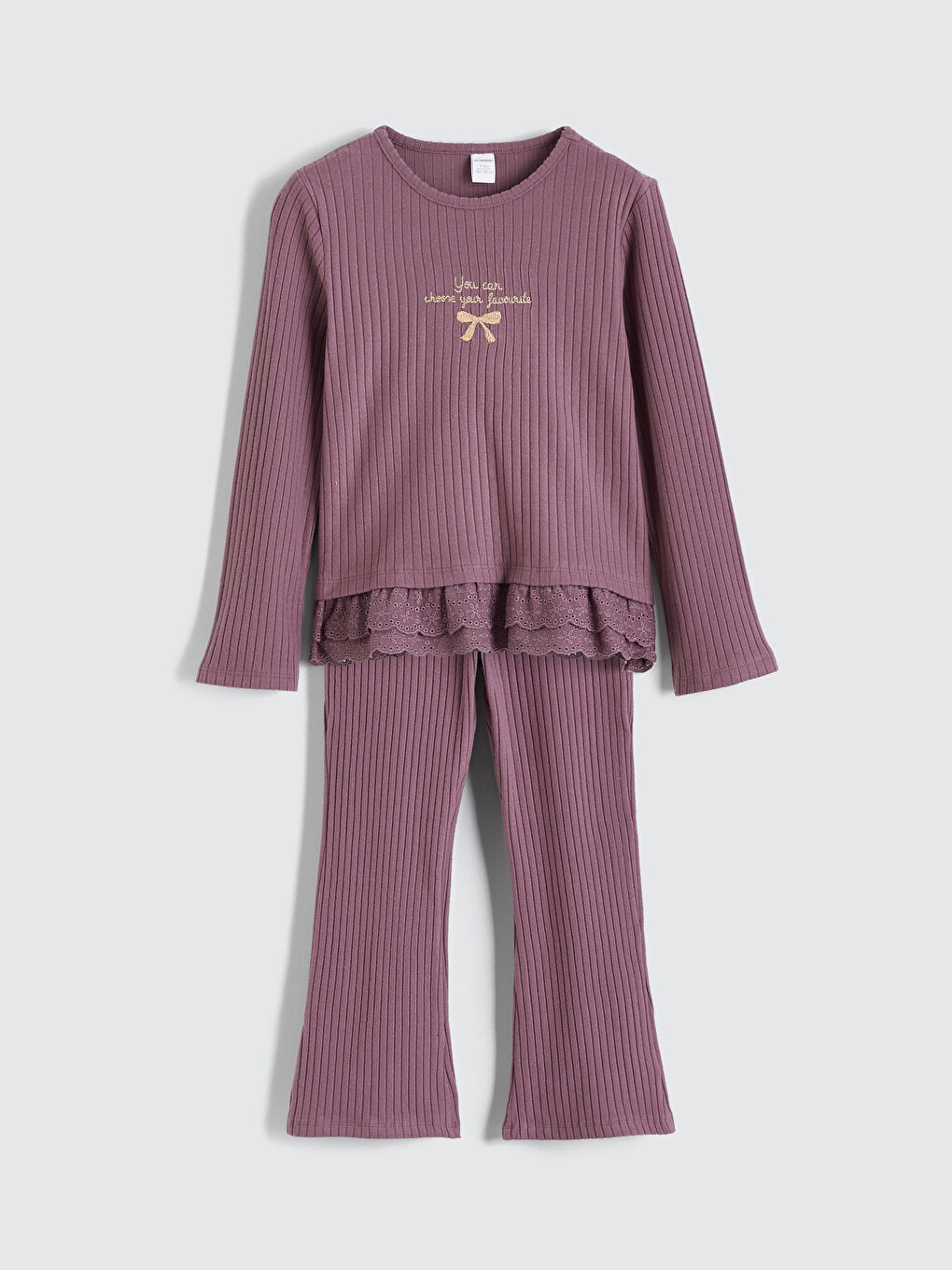 Crew Neck Girls' T-Shirt and Tights