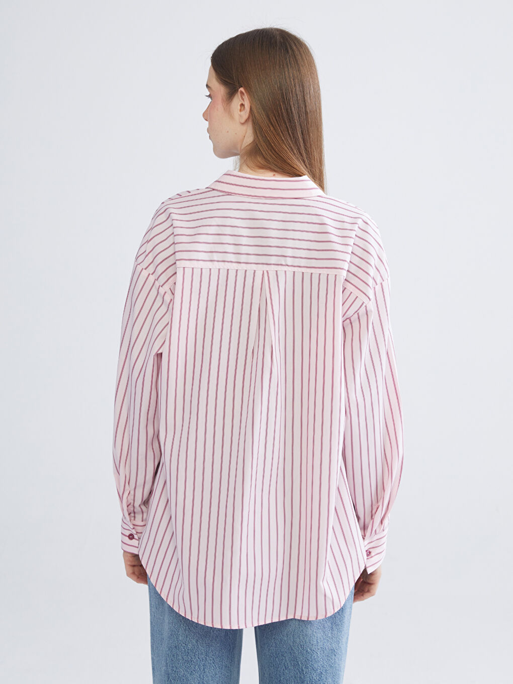 XSIDE Striped Oversize Poplin Women's Shirt -W5IE45Z8-LHK
