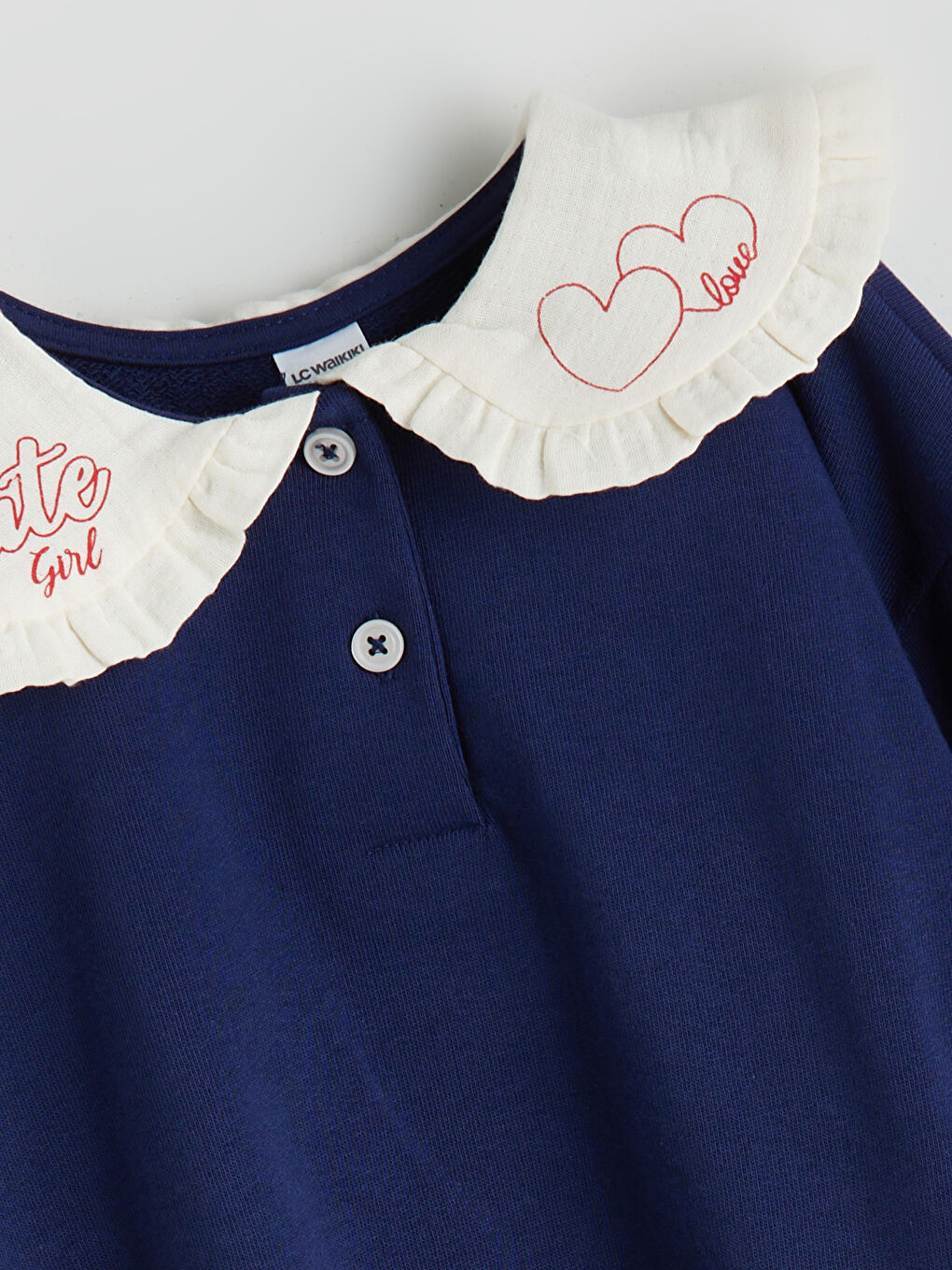 Lacivert Bebe Yaka Kız Çocuk Sweatshirt ve Eşofman Altı-4