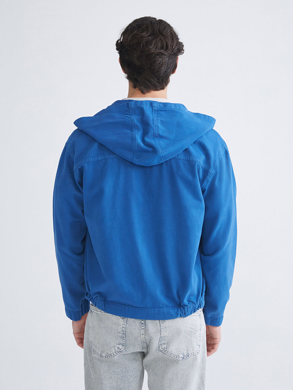 Lacivert Rahat Kalıp Erkek Jean Ceket-3