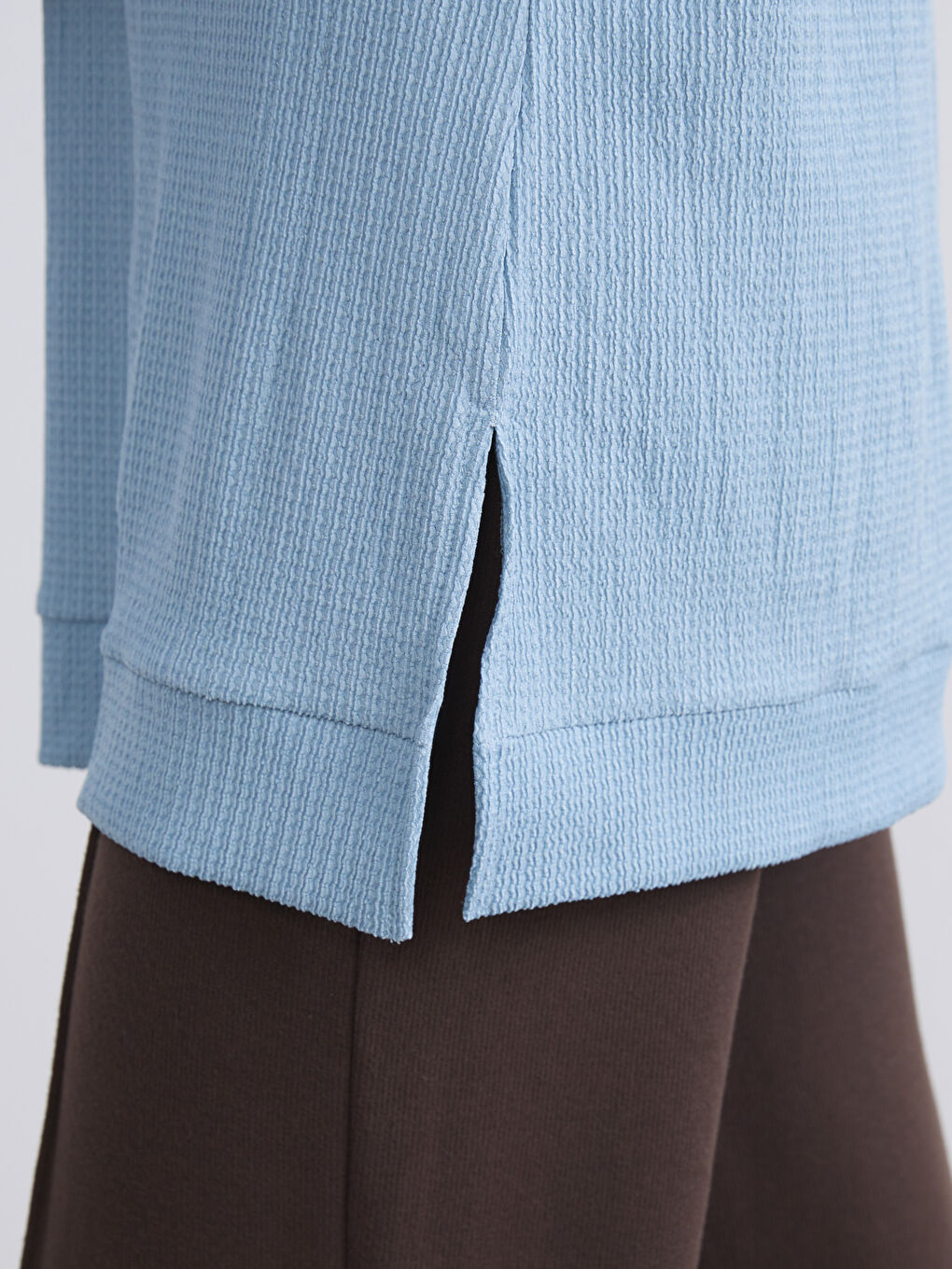 Mavi Bisiklet Yaka Dokulu Kadın Tunik-2