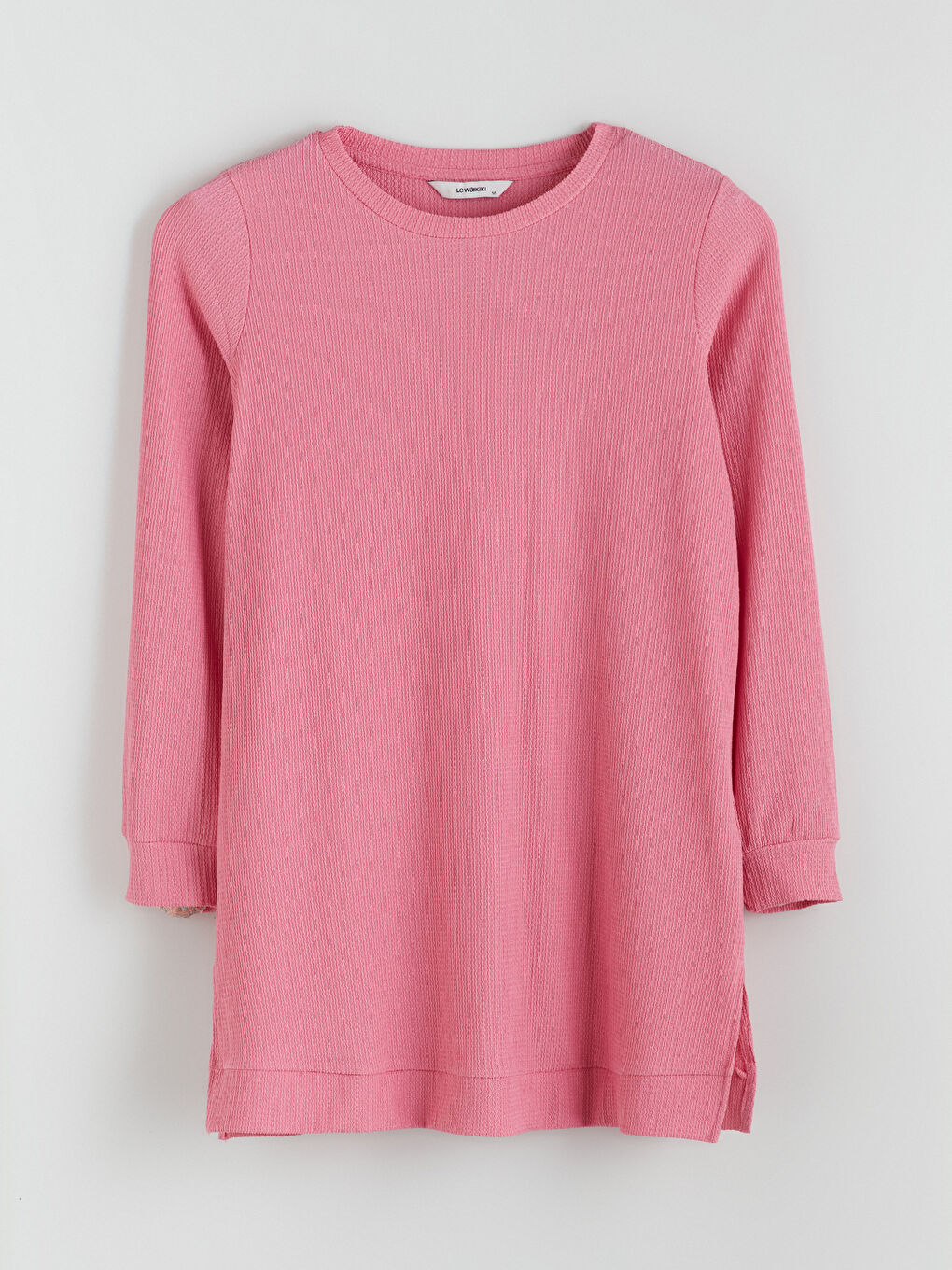 Pembe Bisiklet Yaka Dokulu Kadın Tunik-4