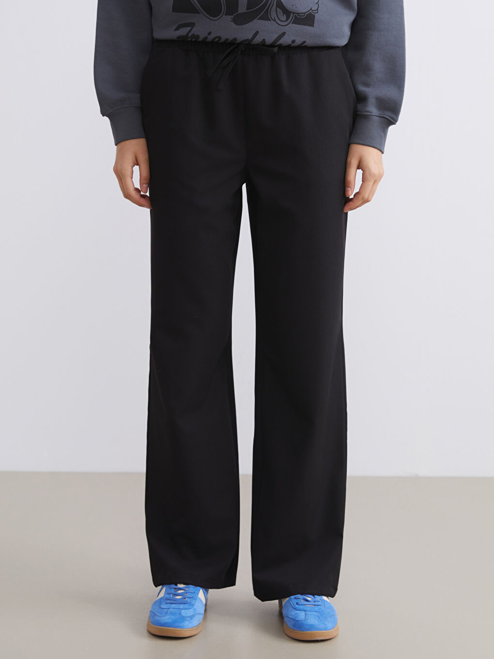 Siyah Beli Lastikli Kadın Pantolon-1