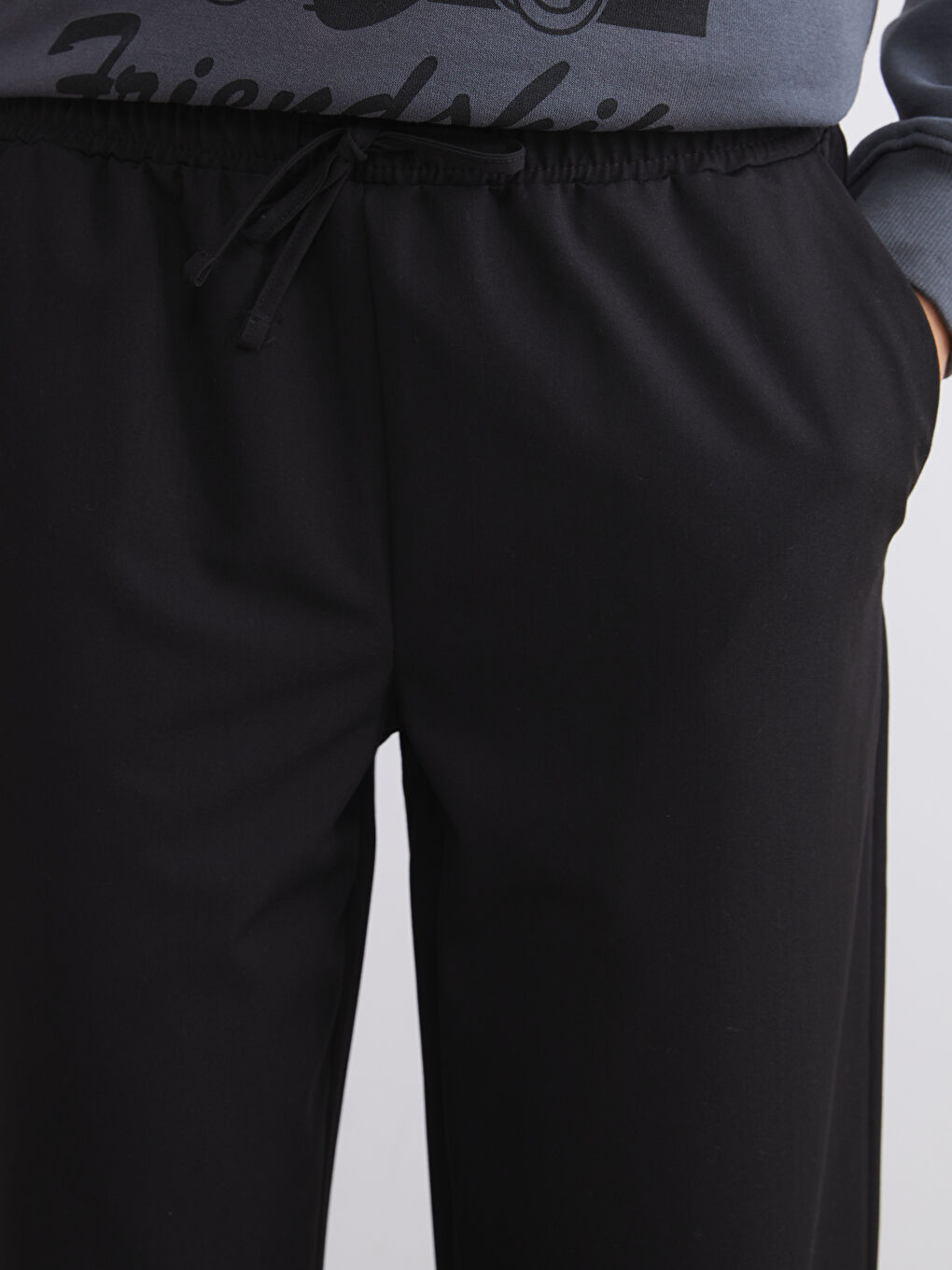 Siyah Beli Lastikli Kadın Pantolon-2