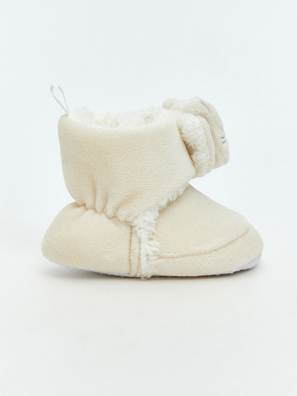 Ekru Cırt Cırtlı Kız Bebek Panduf-1