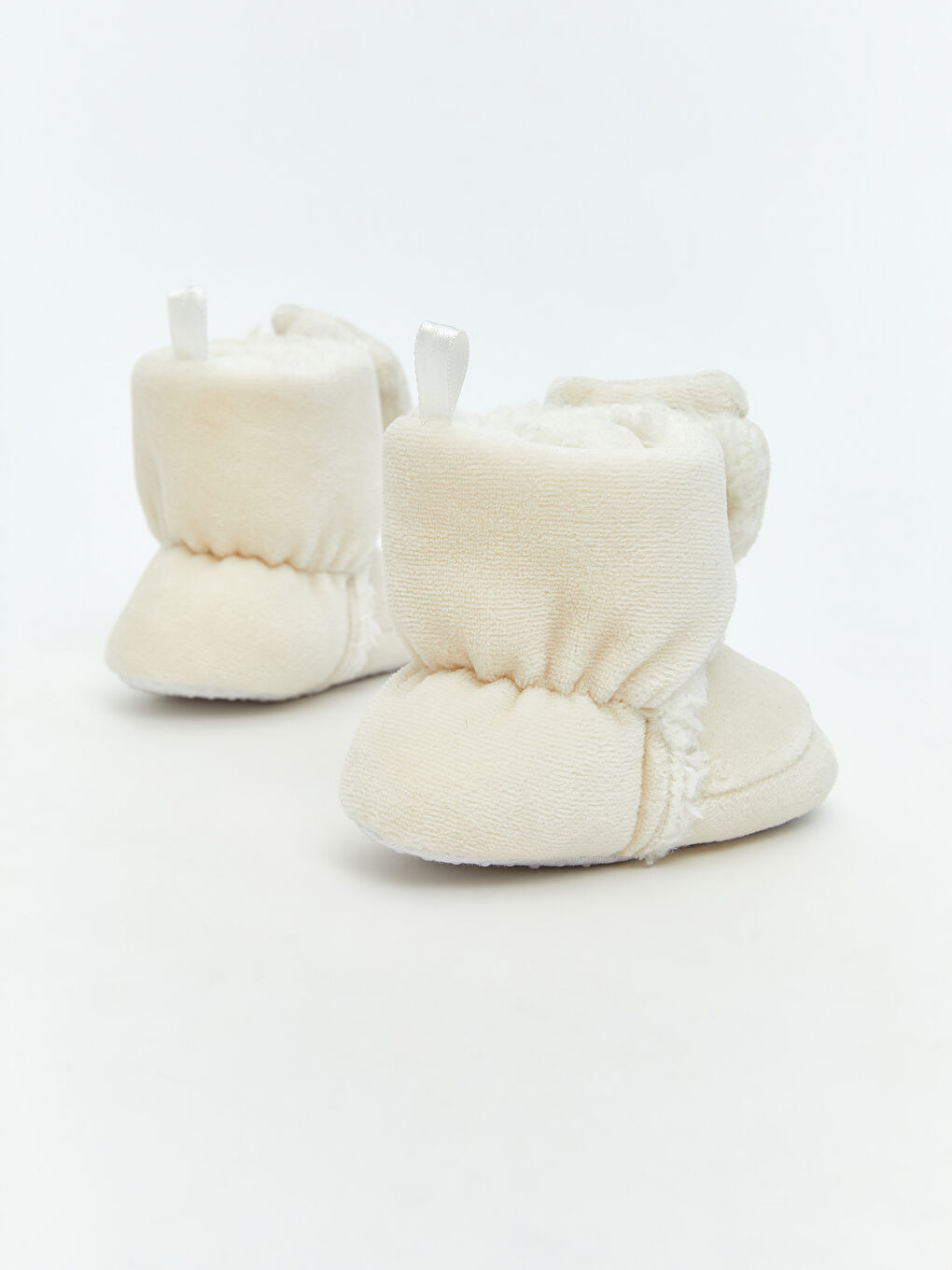 Ekru Cırt Cırtlı Kız Bebek Panduf-4