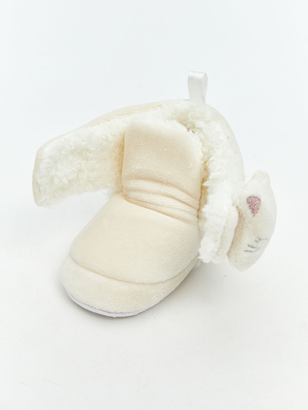 Ekru Cırt Cırtlı Kız Bebek Panduf-5