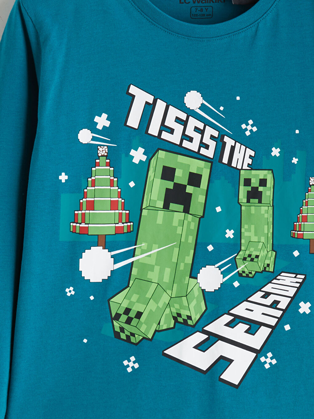 Crew Neck Minecraft Printed Boys' Pyjama Set-5