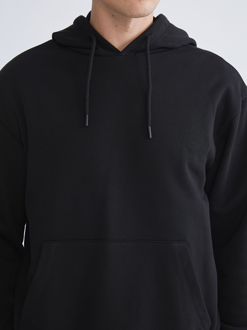 Siyah Uzun Kollu Erkek Hoodie-2