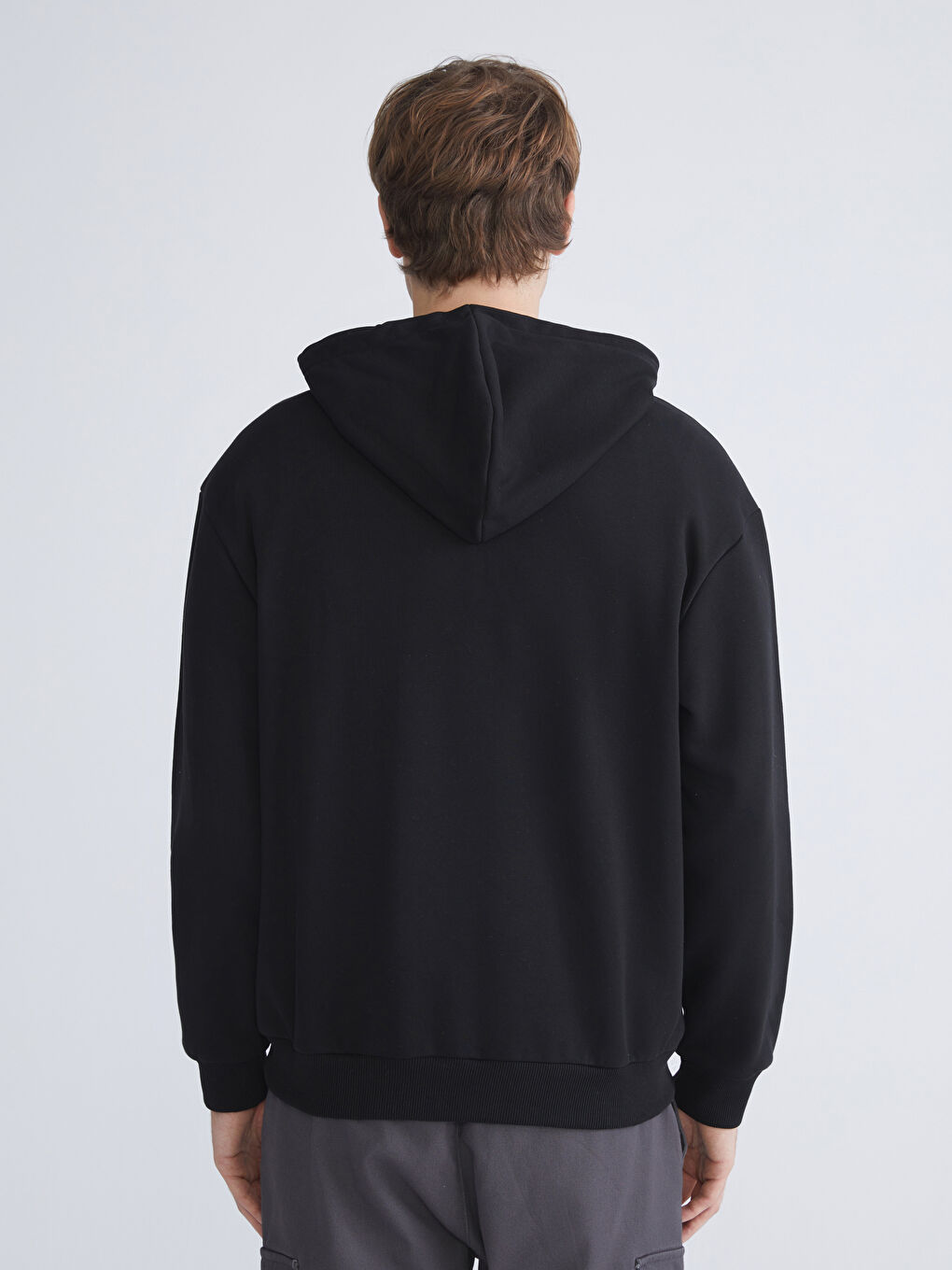 Siyah Uzun Kollu Erkek Hoodie-3