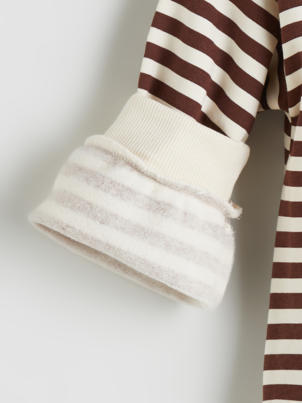 Kahverengi Bebe Yaka Çizgili Kız Çocuk Sweatshirt-2