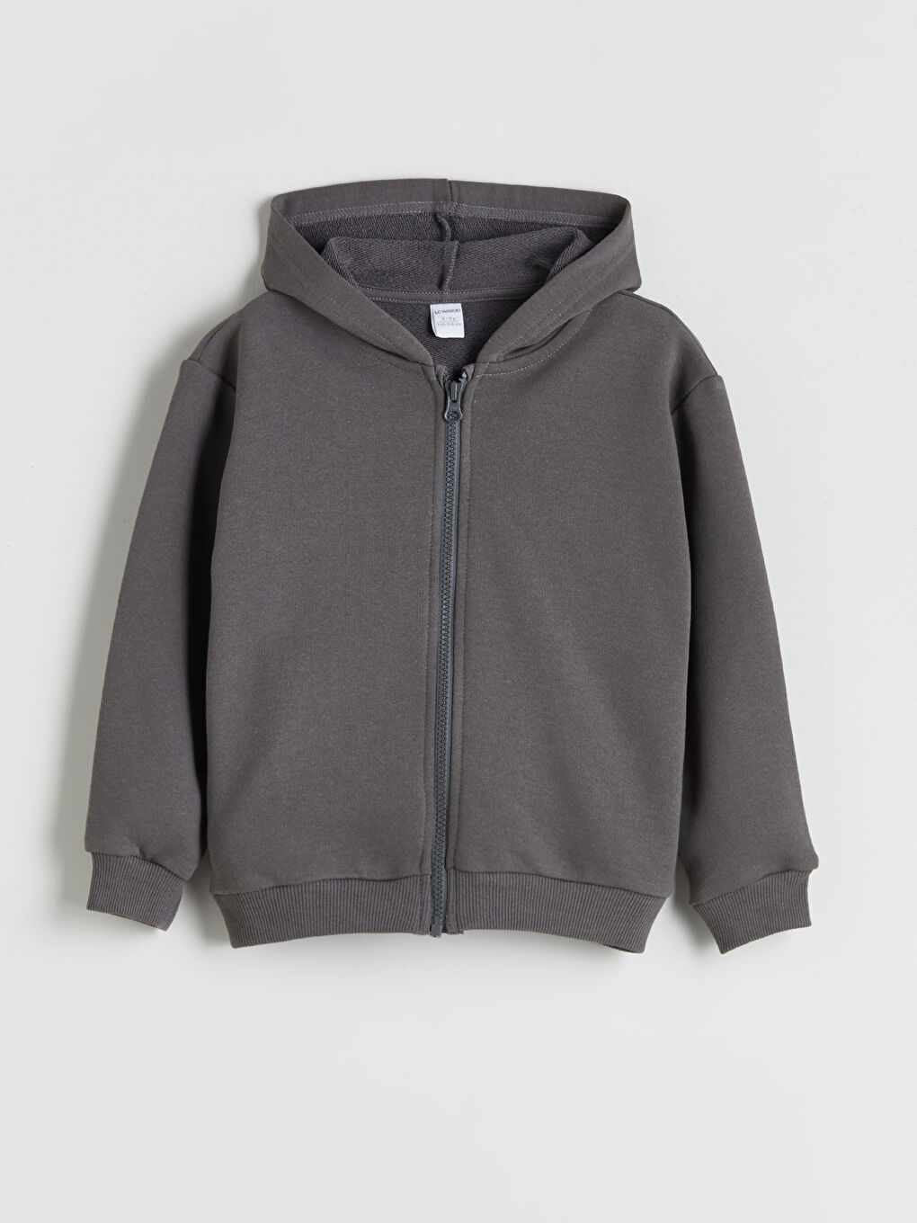 Gri Kapüşonlu Erkek Çocuk Fermuarlı Sweatshirt