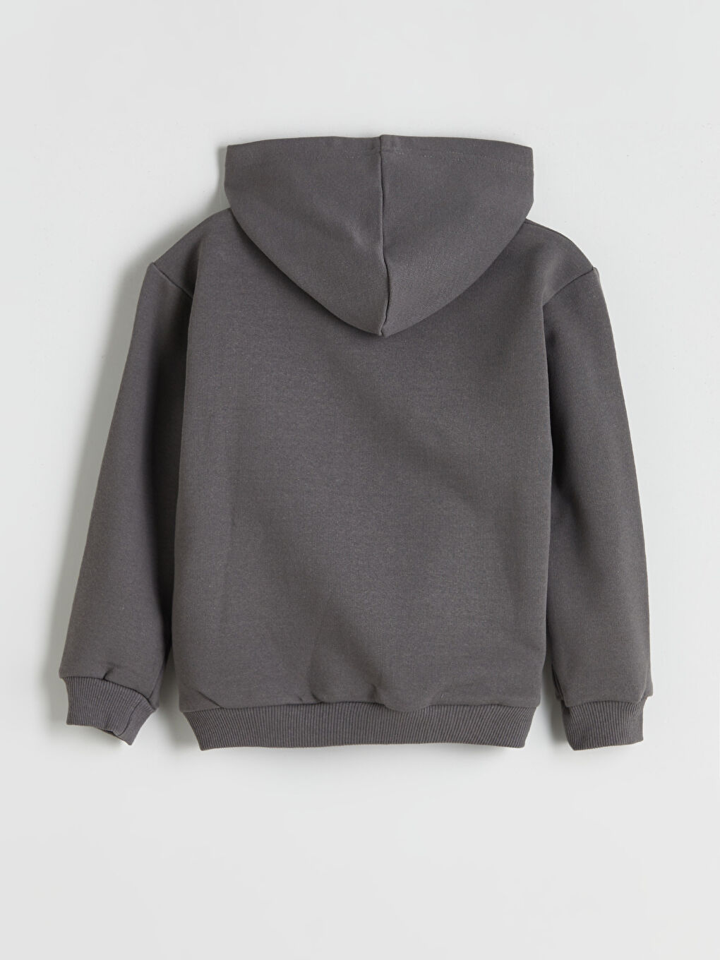 Gri Kapüşonlu Erkek Çocuk Fermuarlı Sweatshirt-1