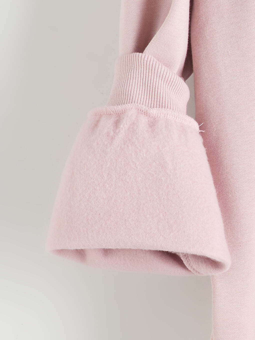 Pembe Dik Yaka Baskılı Oversize Kadın Kalın Sweatshirt-5