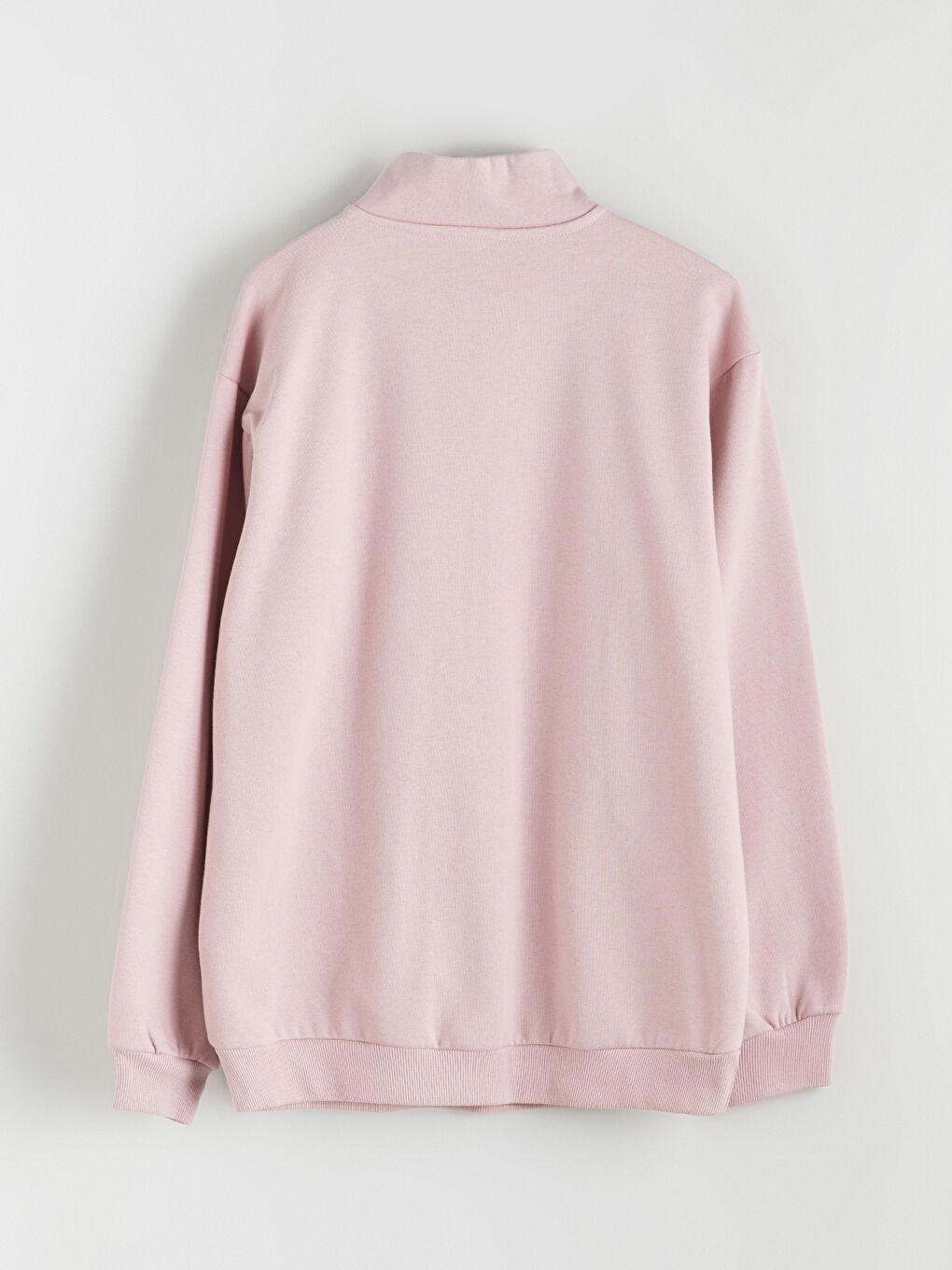 Pembe Dik Yaka Baskılı Oversize Kadın Kalın Sweatshirt-6