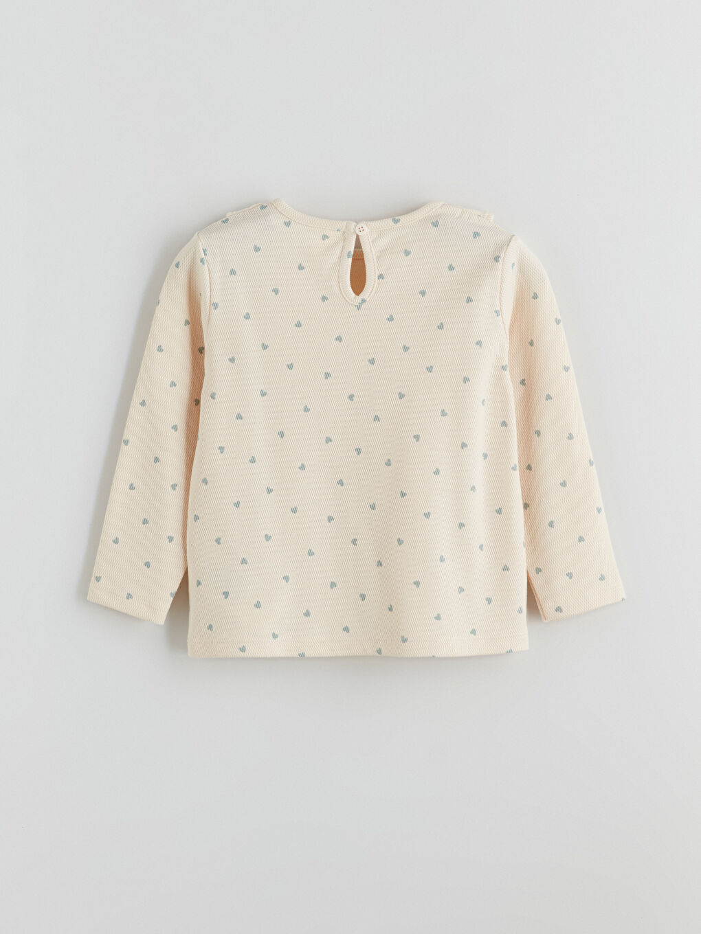 Bej Bebe Yaka Kalp Baskılı Kız Çocuk Bluz-2