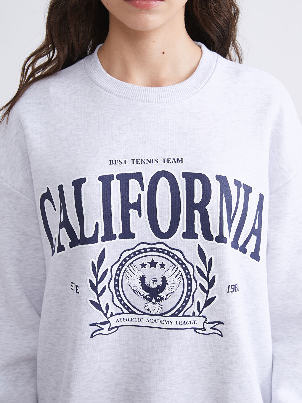 Crew Neck Printed Oversize Women's Thick Sweatshirt-2