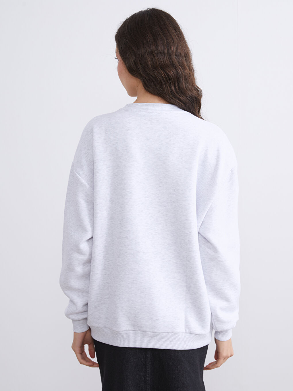 Crew Neck Printed Oversize Women's Thick Sweatshirt-3