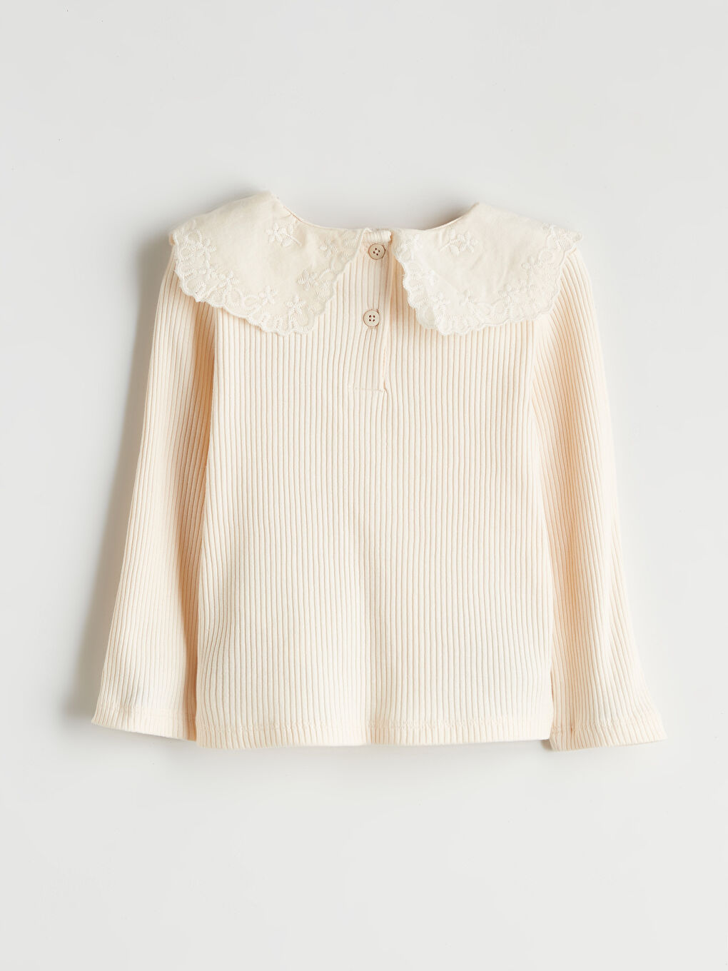 Ekru Bebe Yaka Kız Çocuk Tişört-2