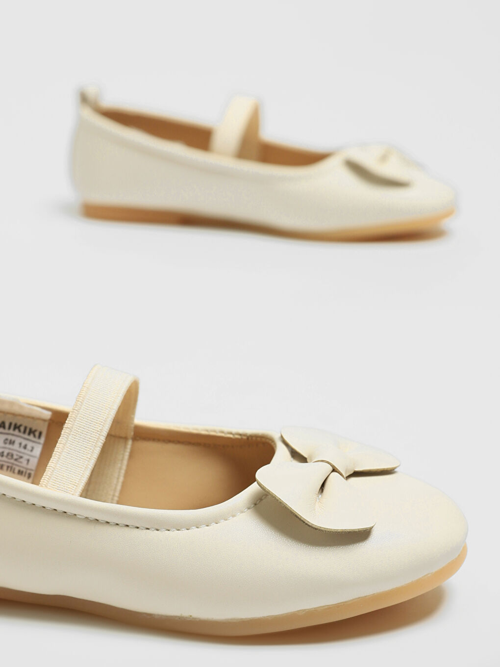 Leather Look Bow Detailed Girls' Flats-2