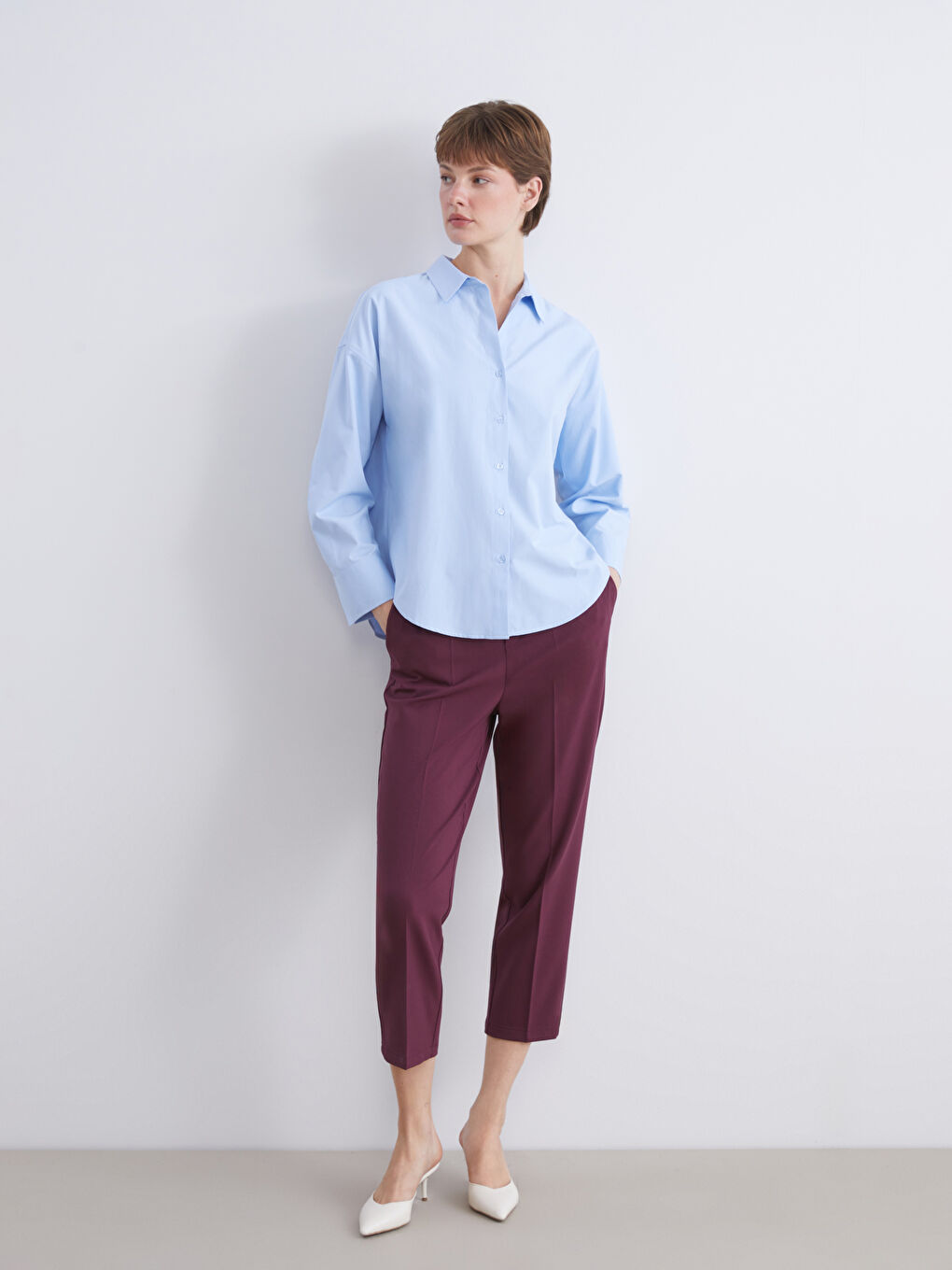 قميص نساء بوبلين أوفرسايز-1