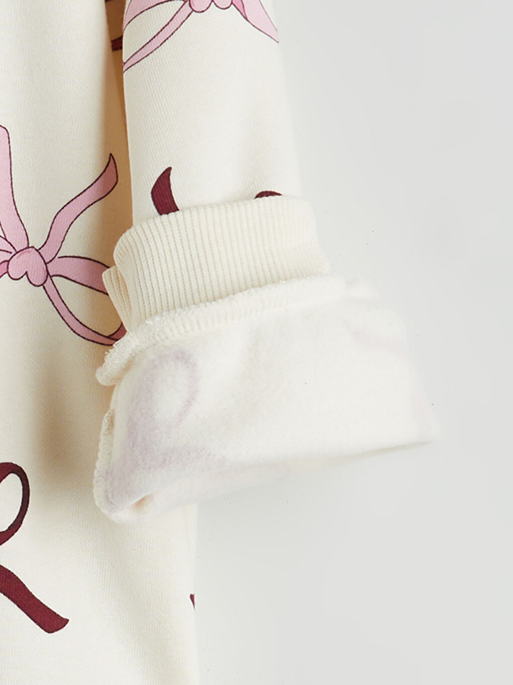 Ekru Bisiklet Yaka Baskılı Kız Çocuk Kalın Sweatshirt-2