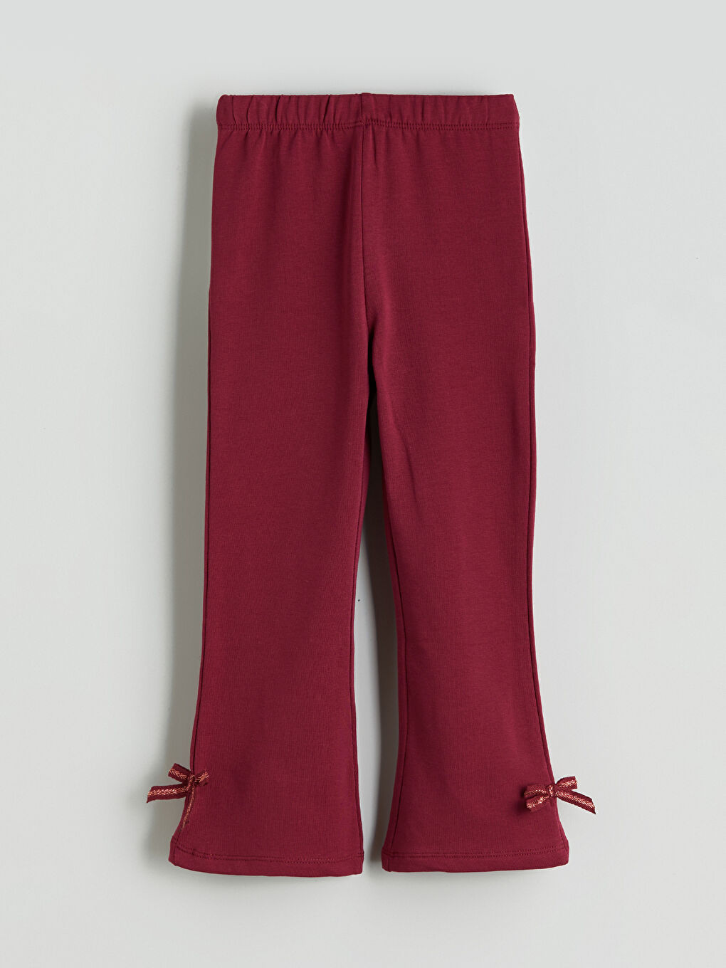 Bordo Beli Lastikli İspanyol Paça Kız Çocuk Tayt