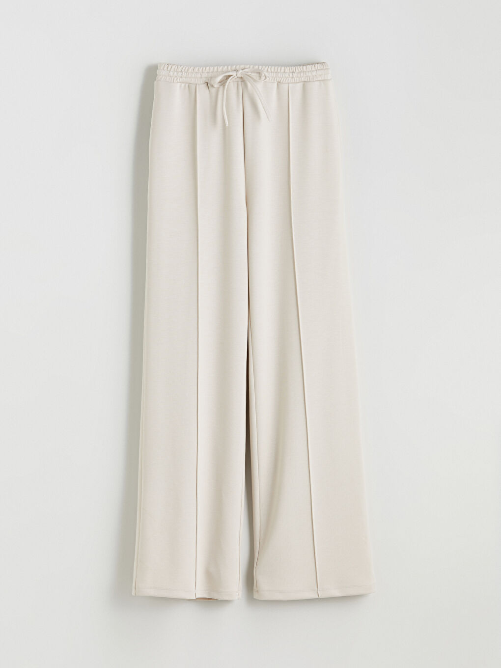 Bej Beli Lastikli Kadın Eşofman Altı-4