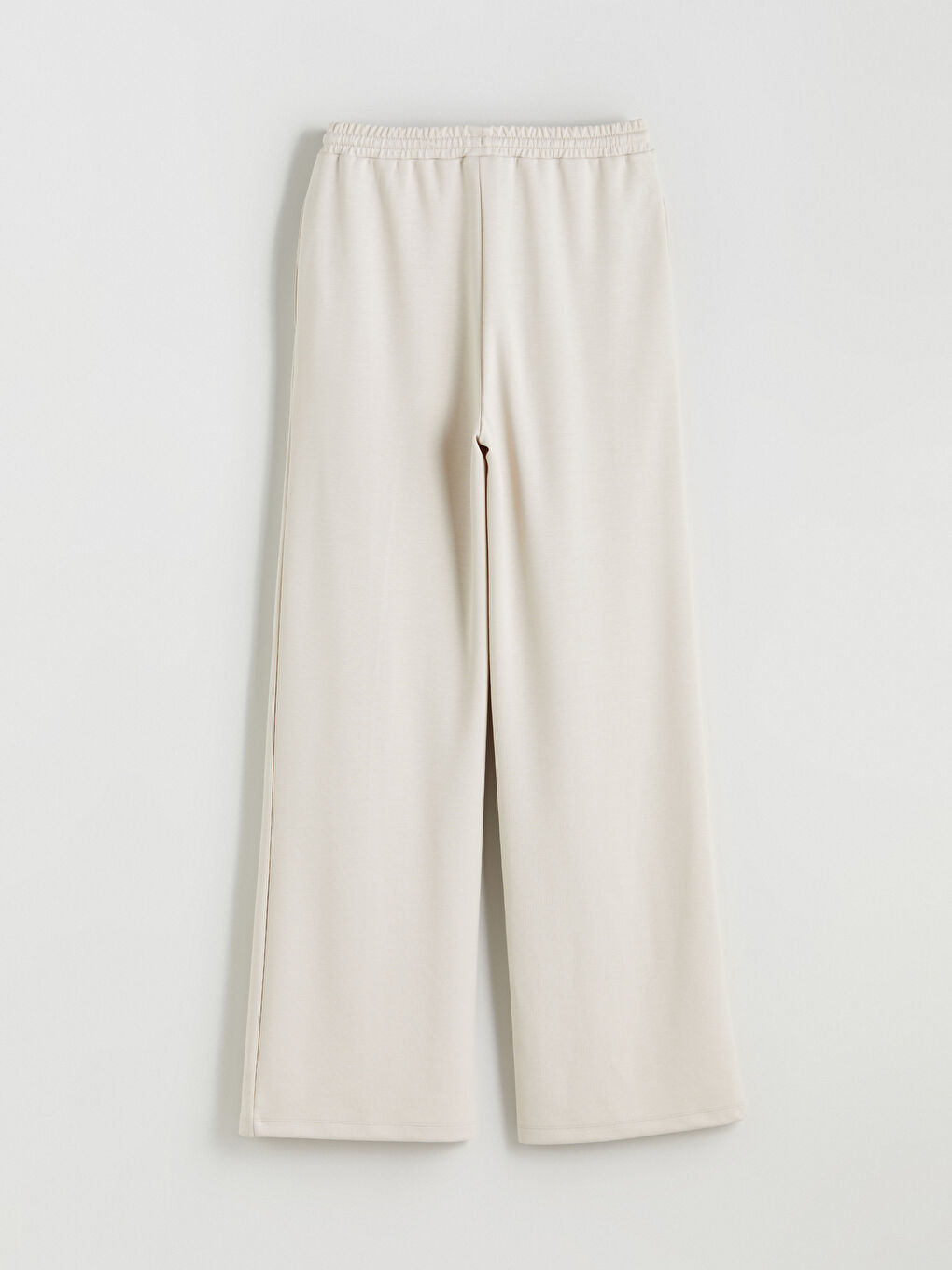 Bej Beli Lastikli Kadın Eşofman Altı-5