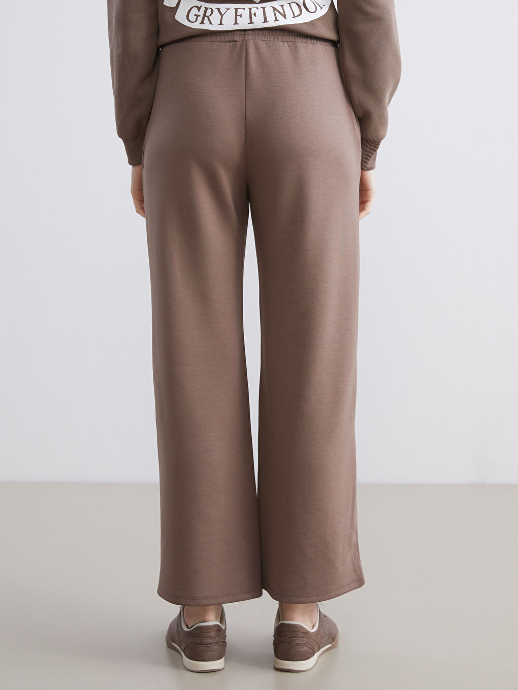 Kahverengi Beli Lastikli Kadın Eşofman Altı-3