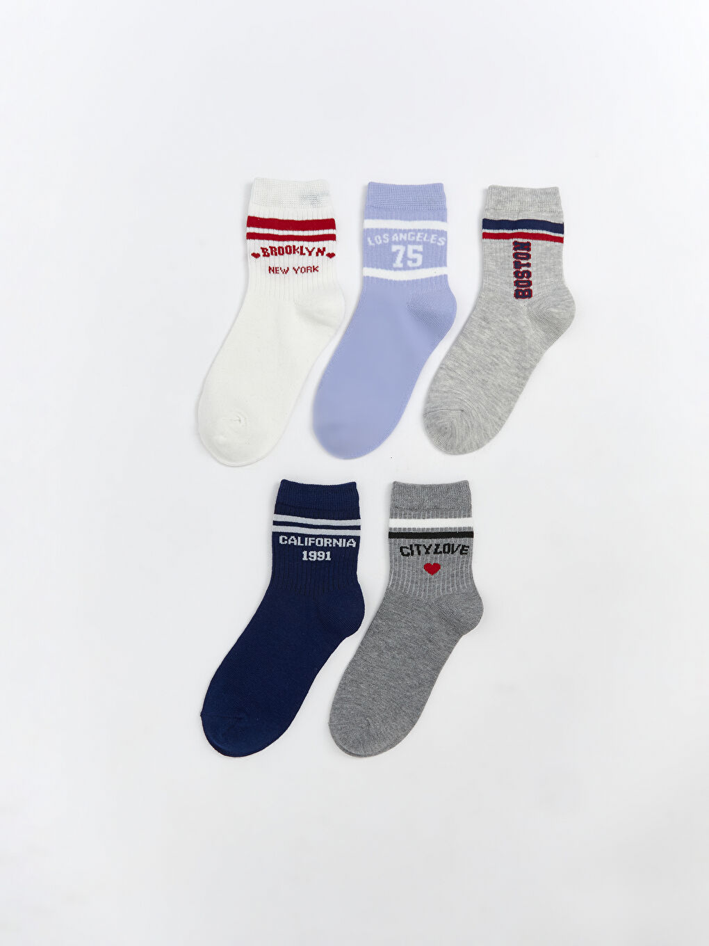 LCW Kids Patterned Girls' Ankle Socks 5 Pack -W5IH05Z4-J1F