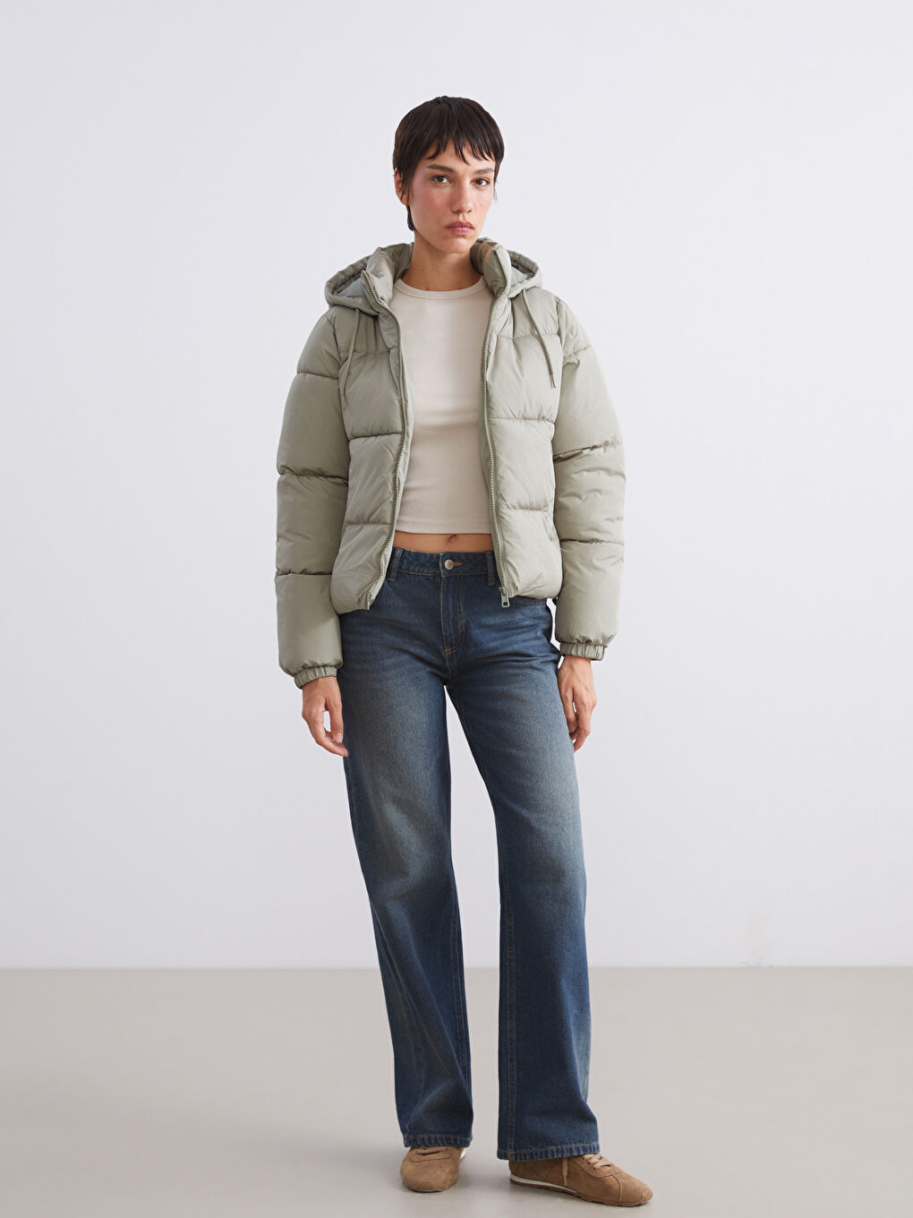 Žena TAMNO ZELENA Puffer jakna/napuhana deblja jakna-1