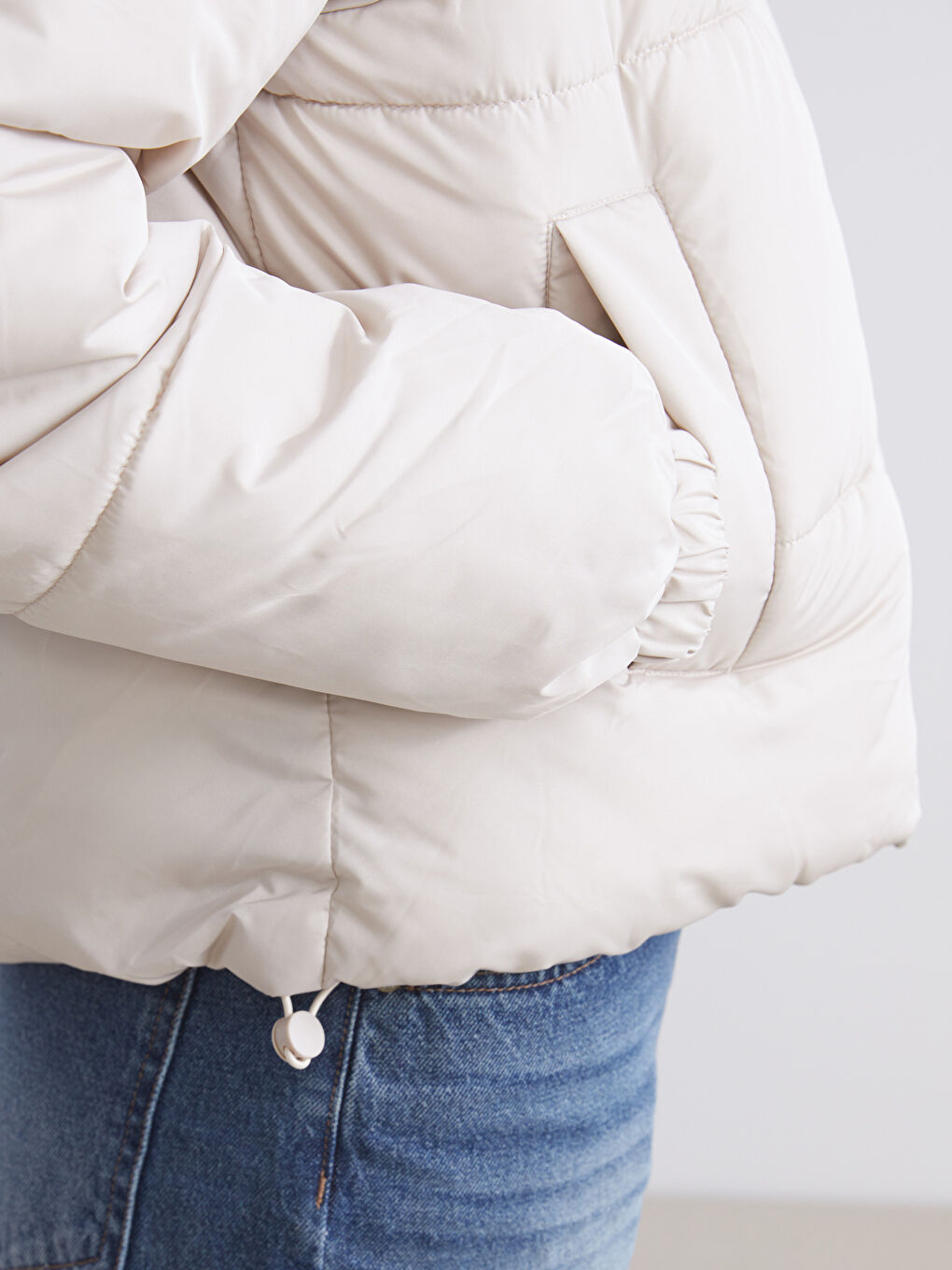 Žena EKRU Puffer jakna/napuhana deblja jakna-2