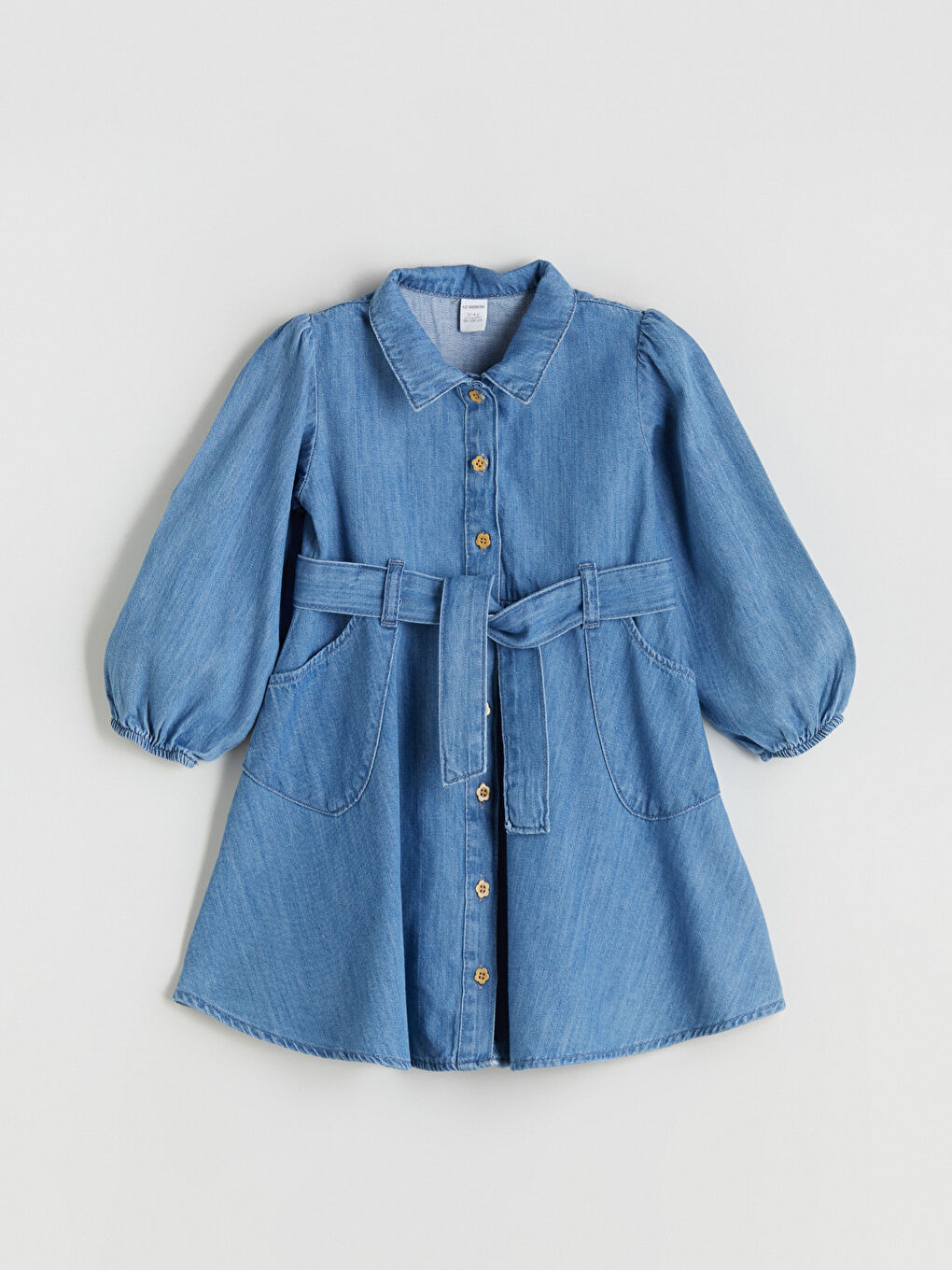 İndigo Gömlek Yaka Kız Çocuk Jean Elbise-2