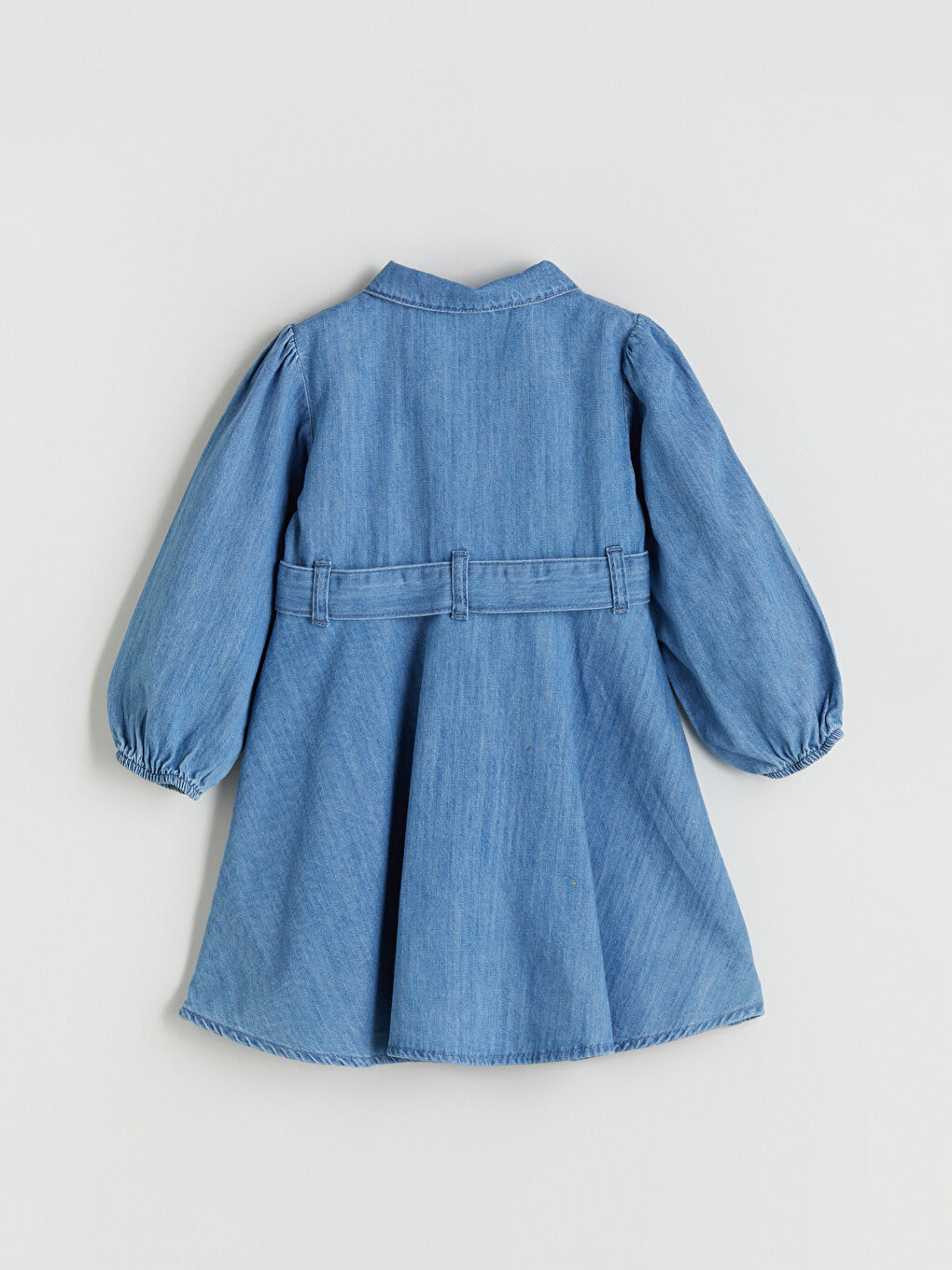 İndigo Gömlek Yaka Kız Çocuk Jean Elbise-4