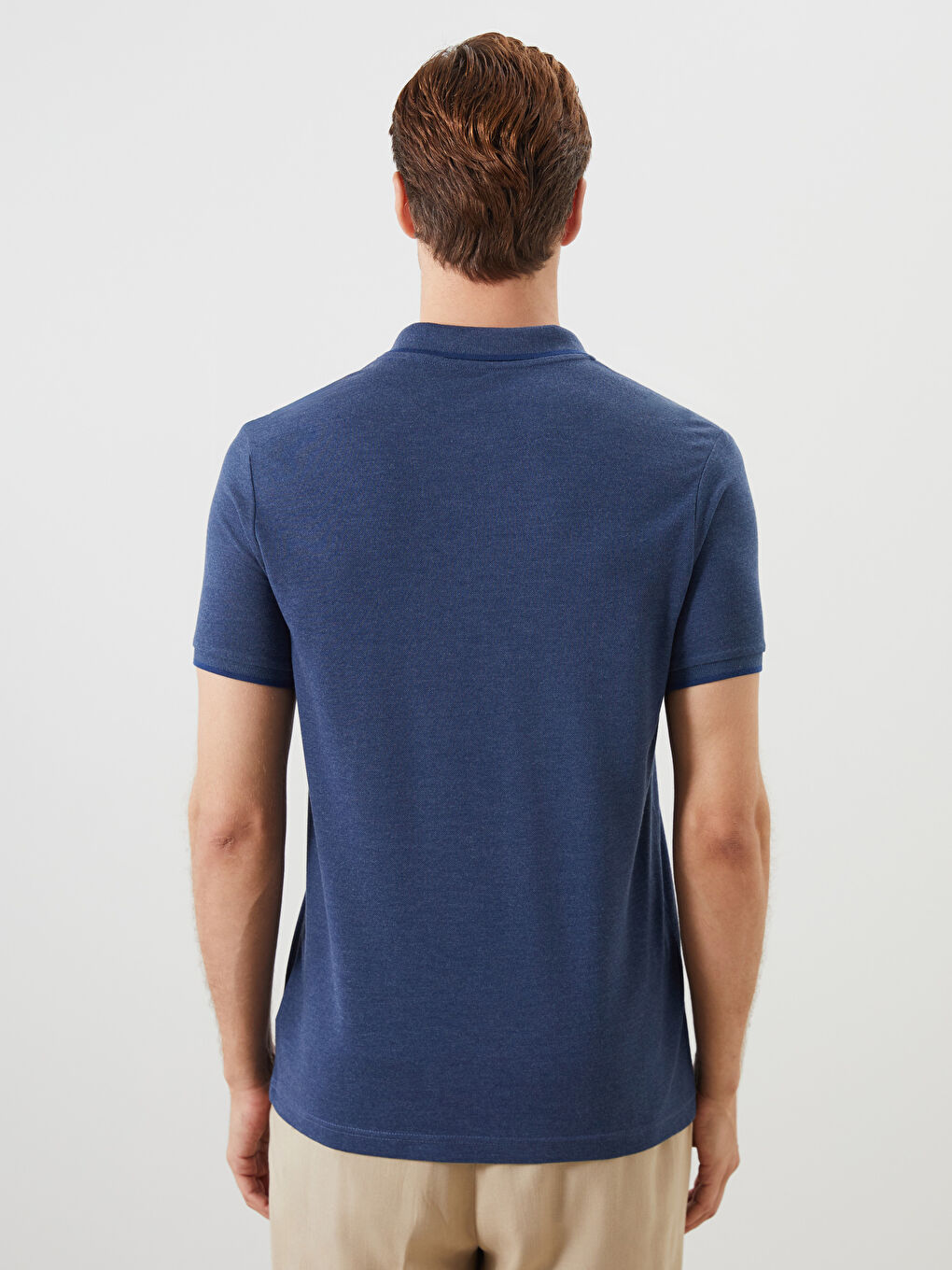 Ерлерге арналған поло жағалы өрнексіз пике футболка-13