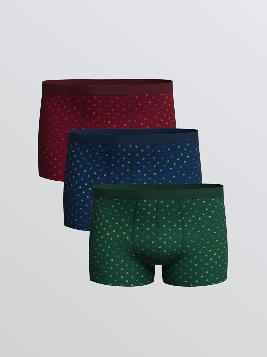 سراويل بوكسر قطن مطاطي بقصة عادية للرجال - ٣ قطع