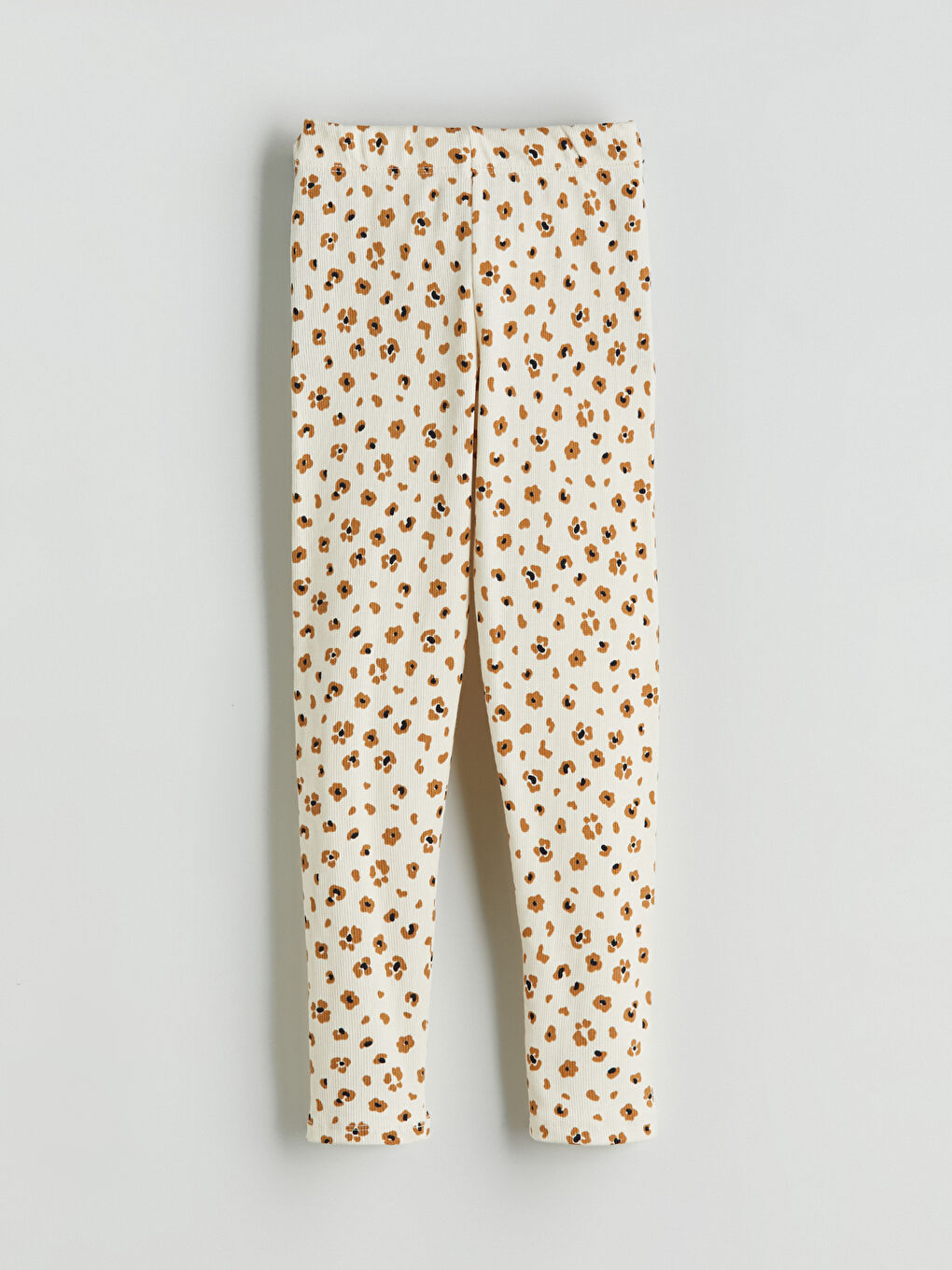 Bej Çiçek Desenli Kız Çocuk Tayt