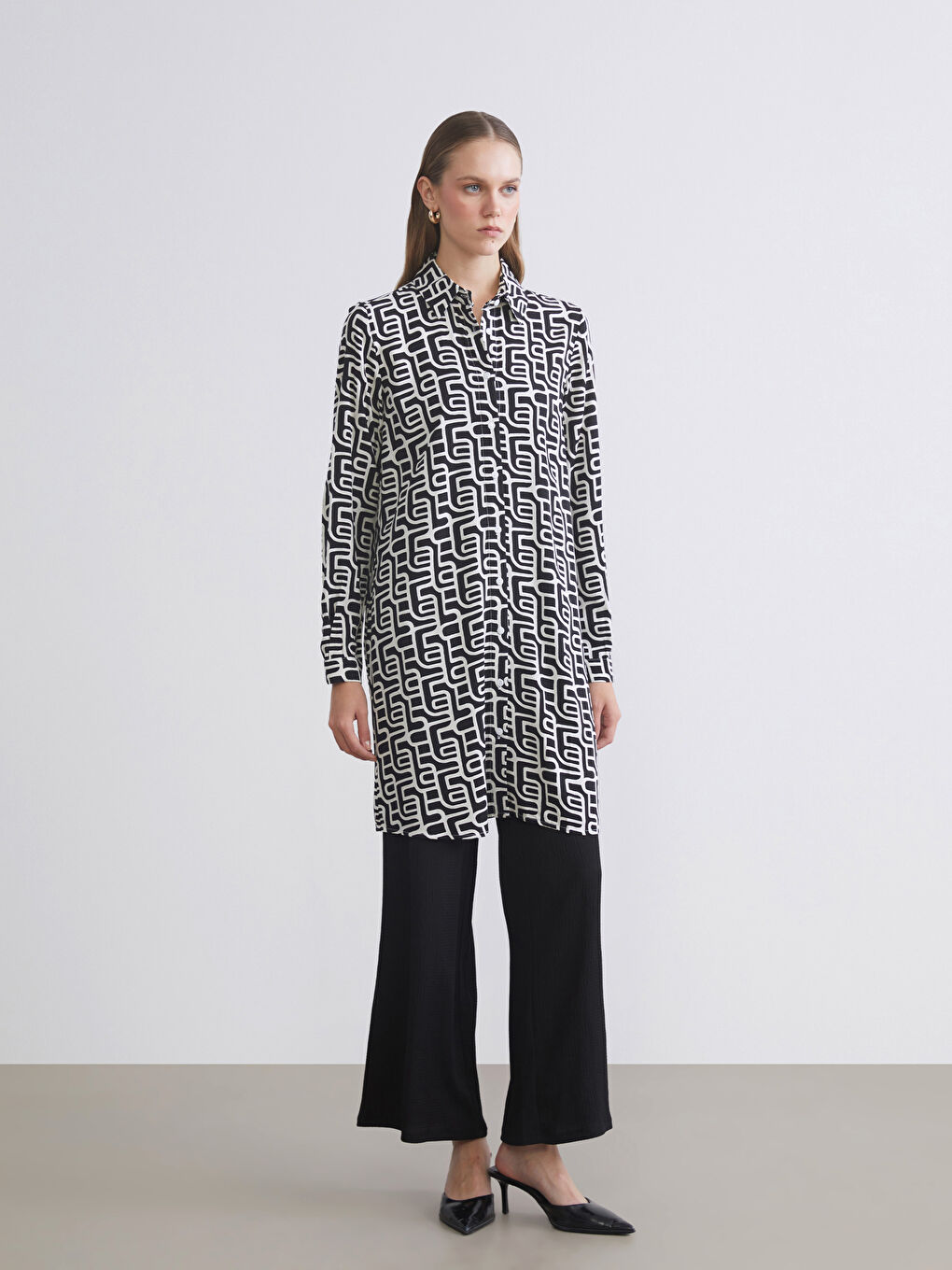 Patterned Women's Shirt Tunic-3