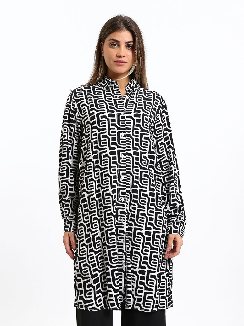 Patterned Women's Shirt Tunic-1