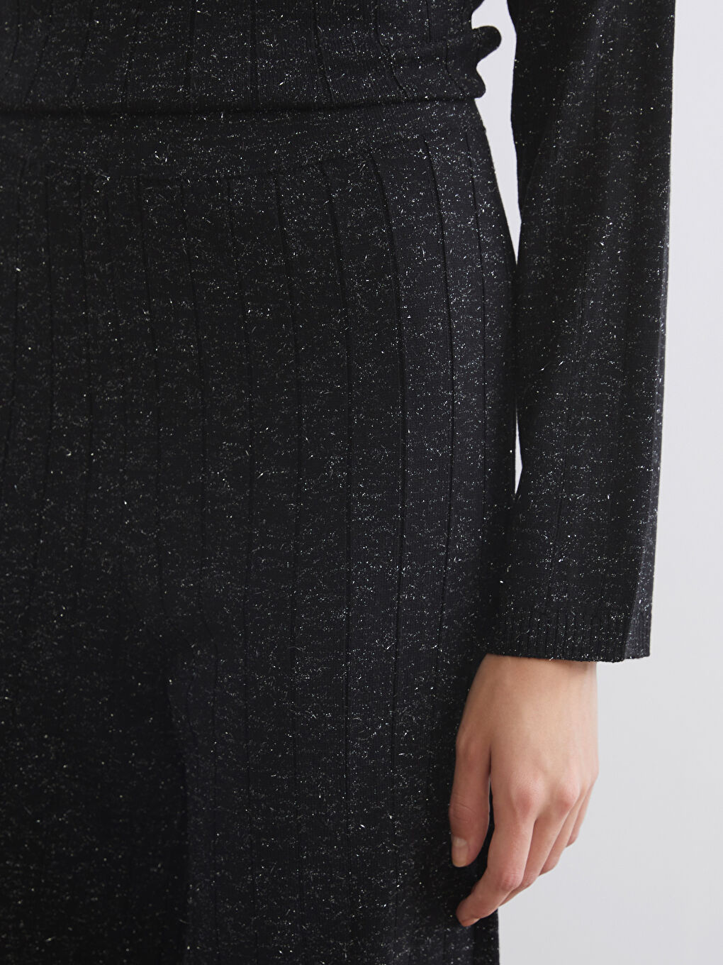 Elasticated Waist Wide Leg Women's Knitwear Trousers-2