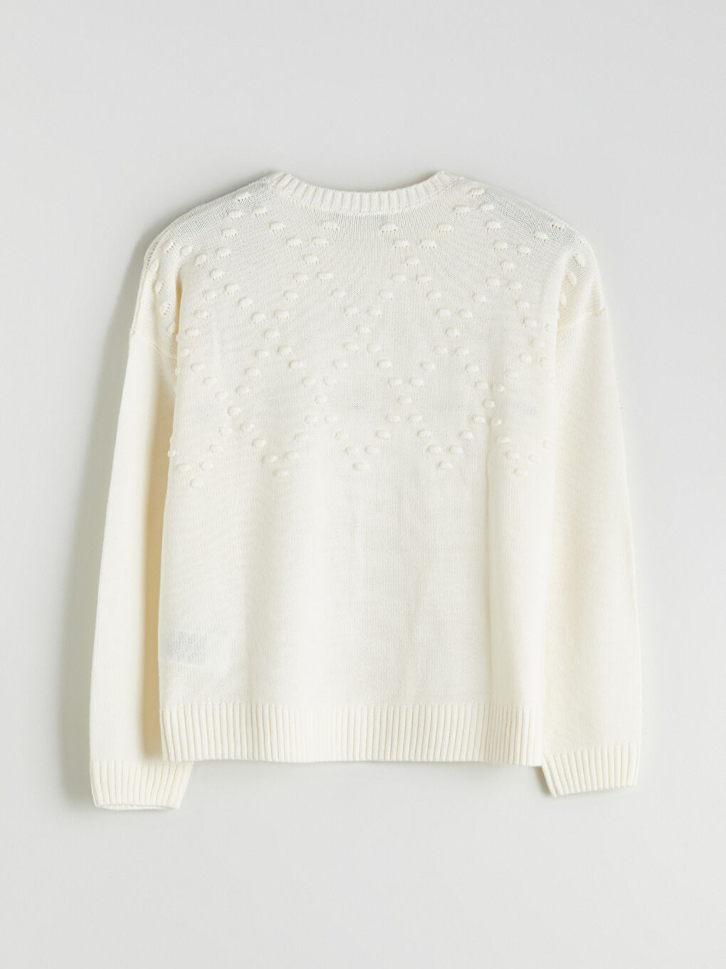 Свитер из трикотажа с круглым вырезом и цветочной вышивкой для Женское-5