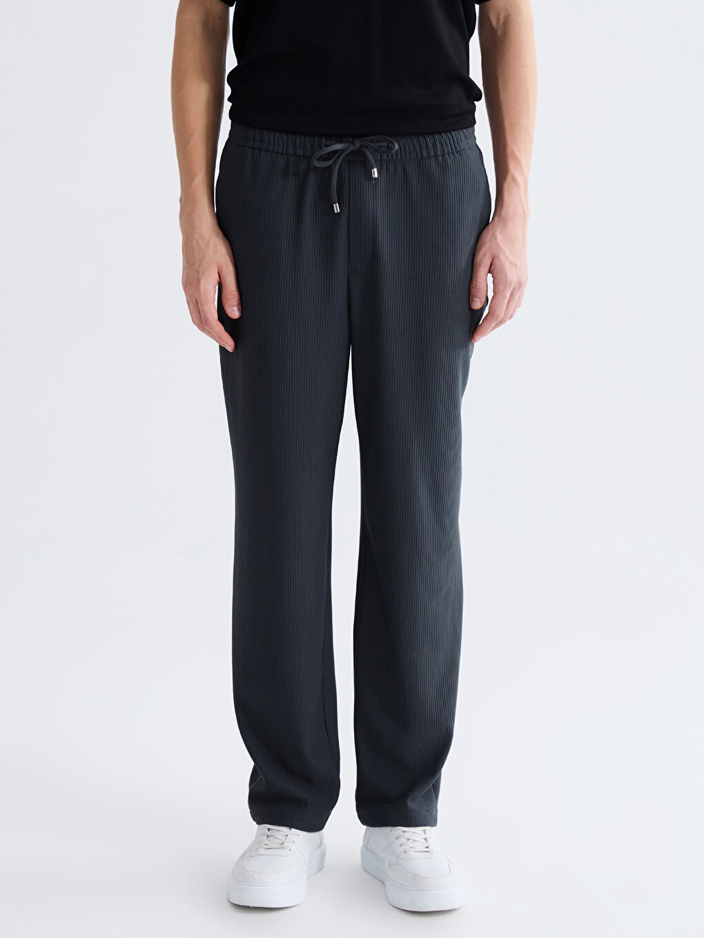 Petrol Standart Kalıp Erkek Dokulu Pantolon-1