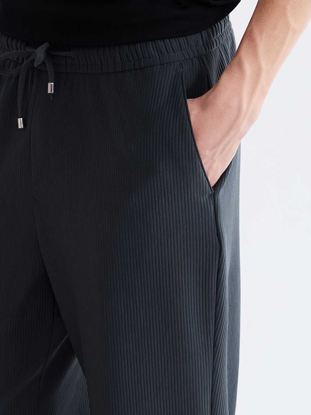 Petrol Standart Kalıp Erkek Dokulu Pantolon-2