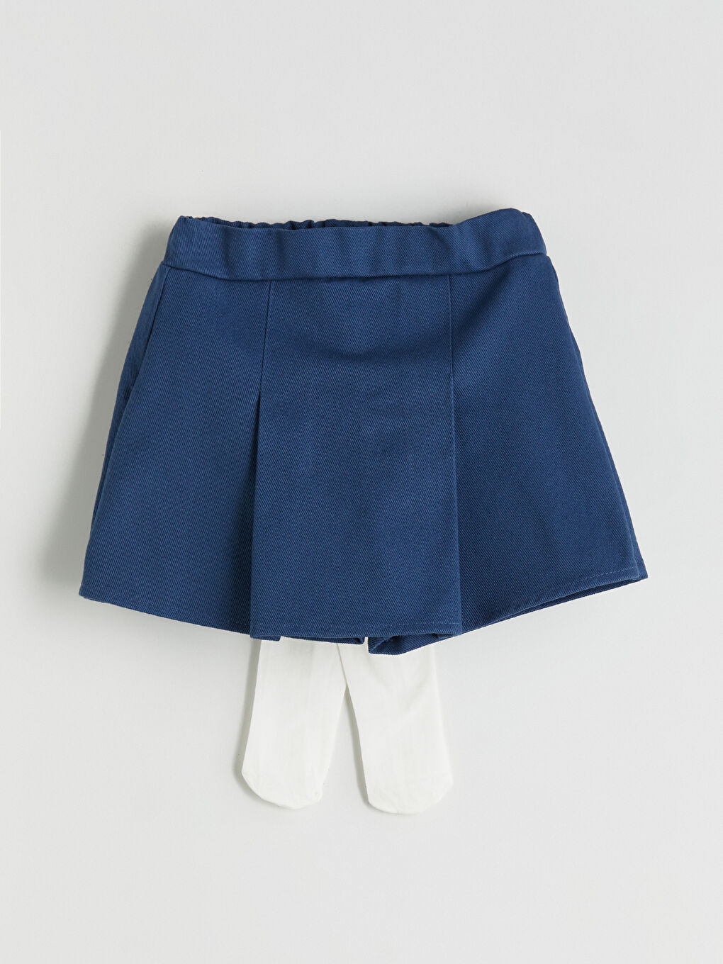 Mavi Kız Çocuk Gömlek, Şort Etek ve Külotlu Çorap-6