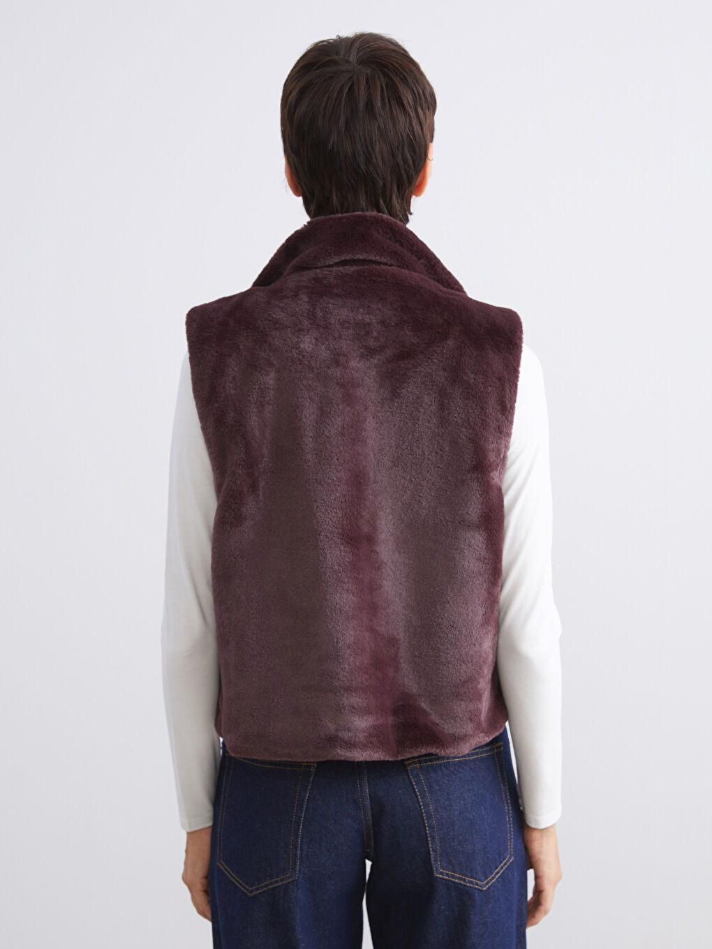 Stand Collar Women's Fur Vest-4