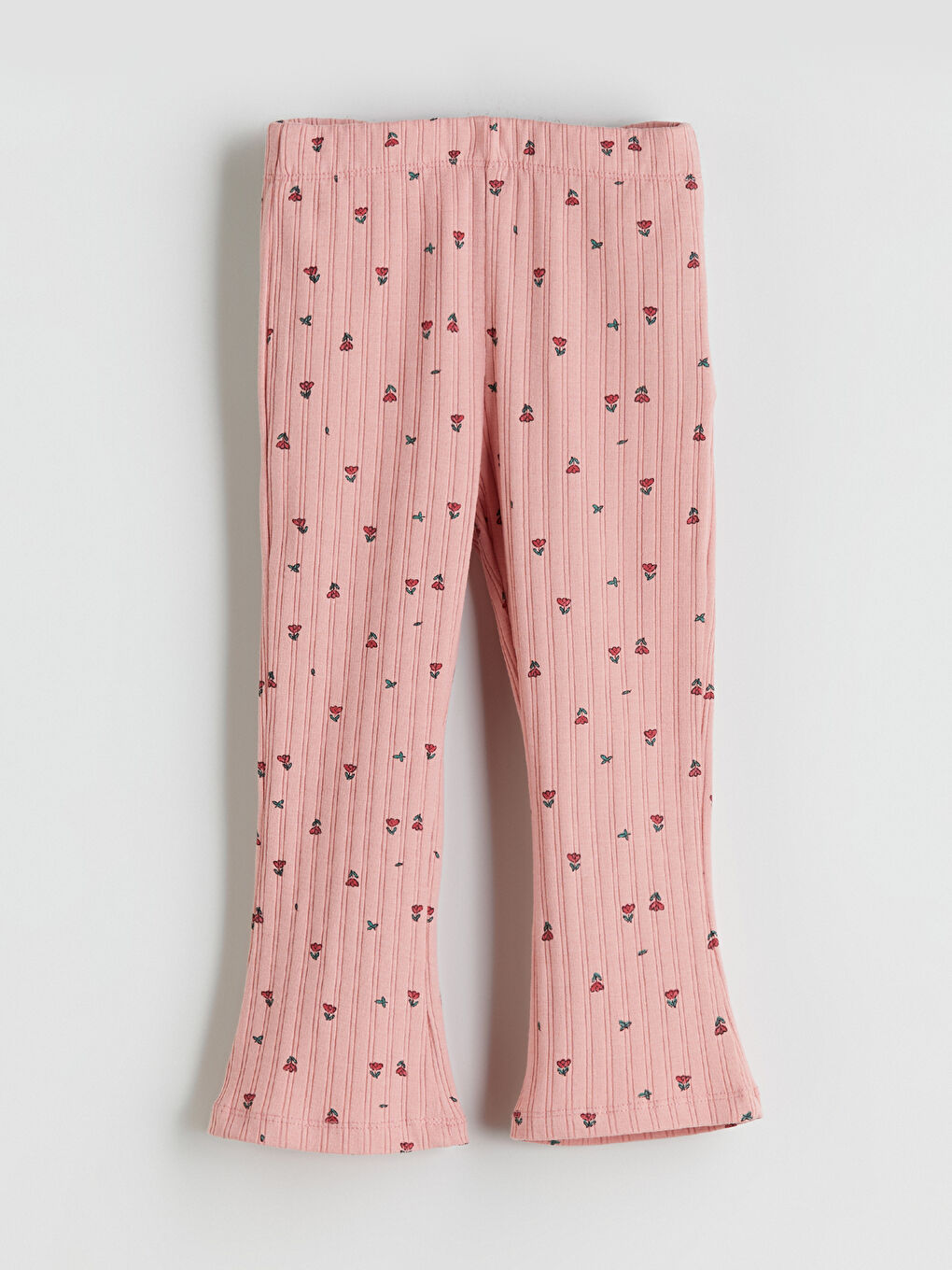 Pembe Çiçekli İspanyol Paça Kız Çocuk Tayt  Pantolon